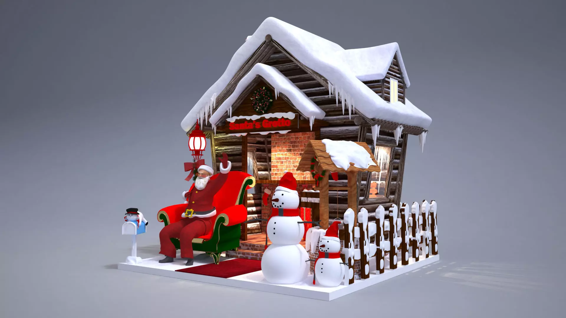 Santas Grotto Christmas Decoration 3D model_0