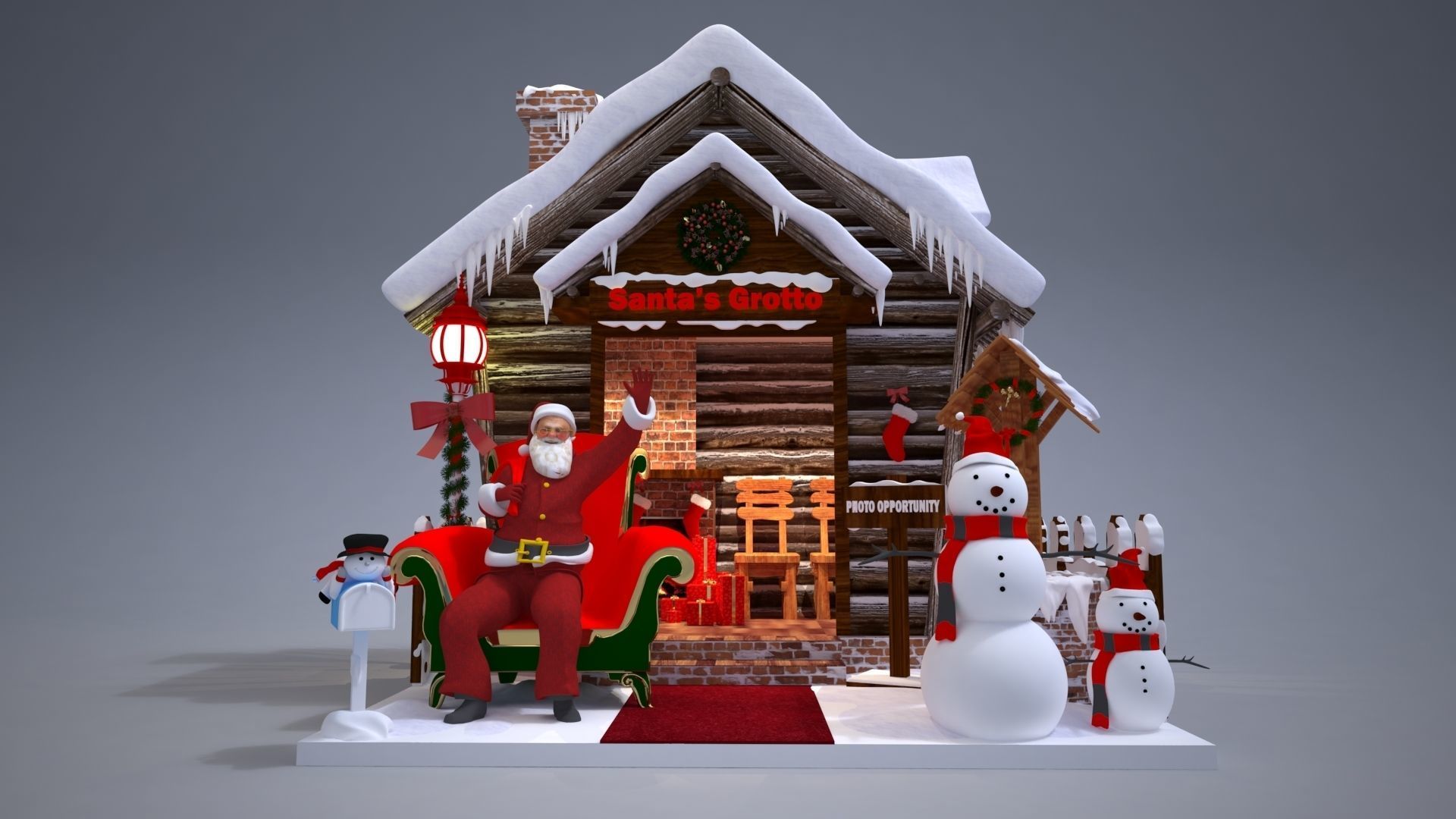 Santas Grotto Christmas Decoration 3D model_2