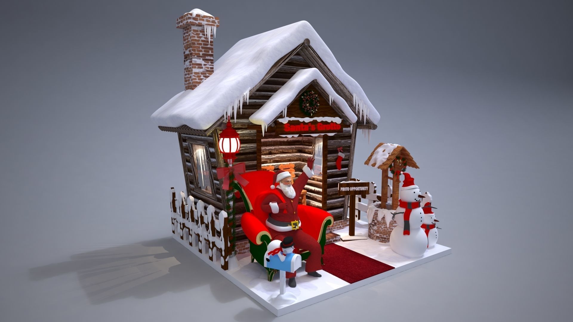 Santas Grotto Christmas Decoration 3D model_1