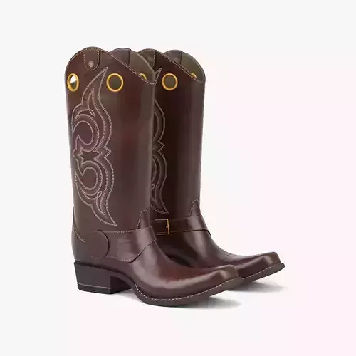 Western Boots Low-poly 3D model