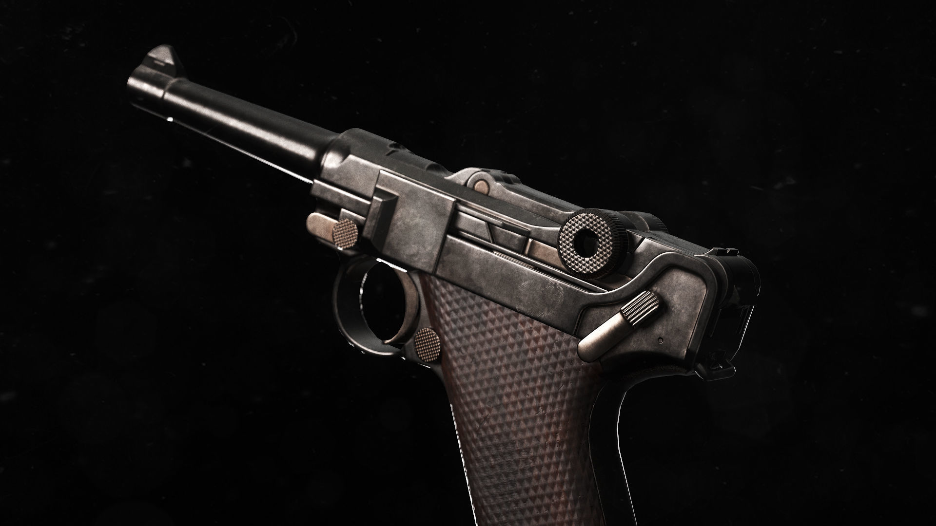 P 08 luger pistol Low-poly 3D model_2