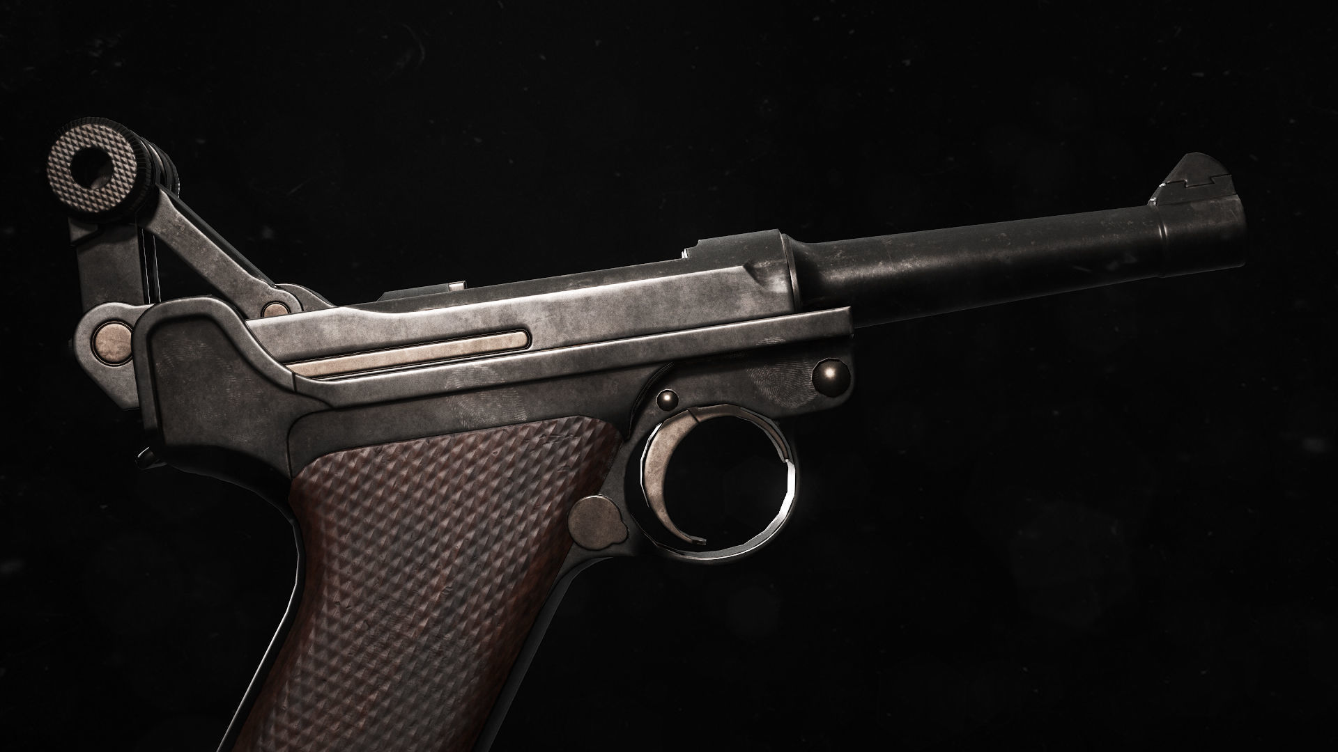 P 08 luger pistol Low-poly 3D model_3