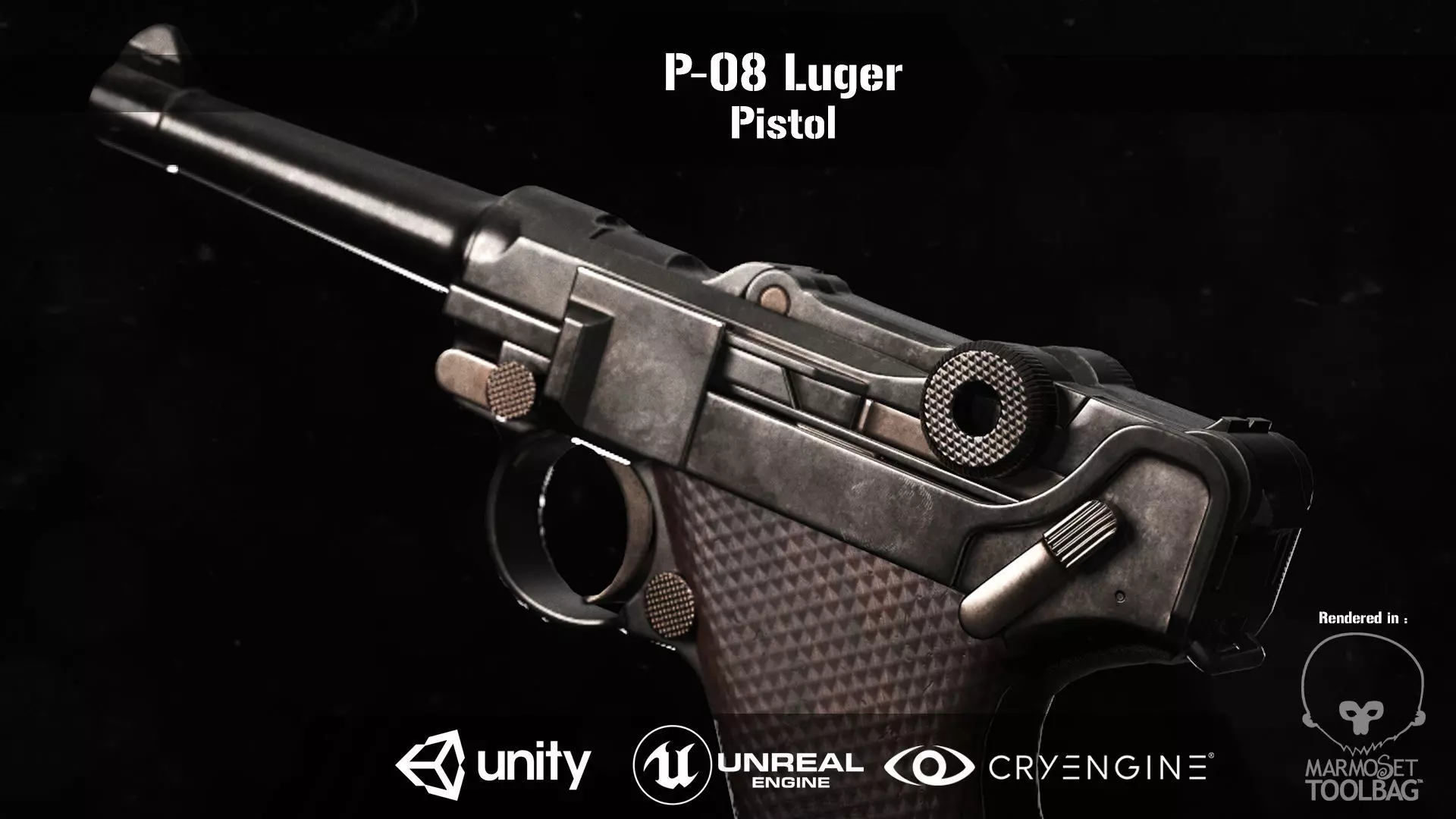 P 08 luger pistol Low-poly 3D model_0