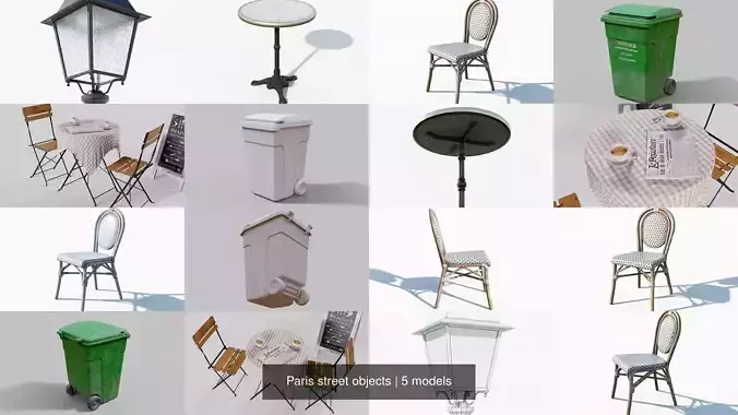 Paris street objects 3D Model Collection