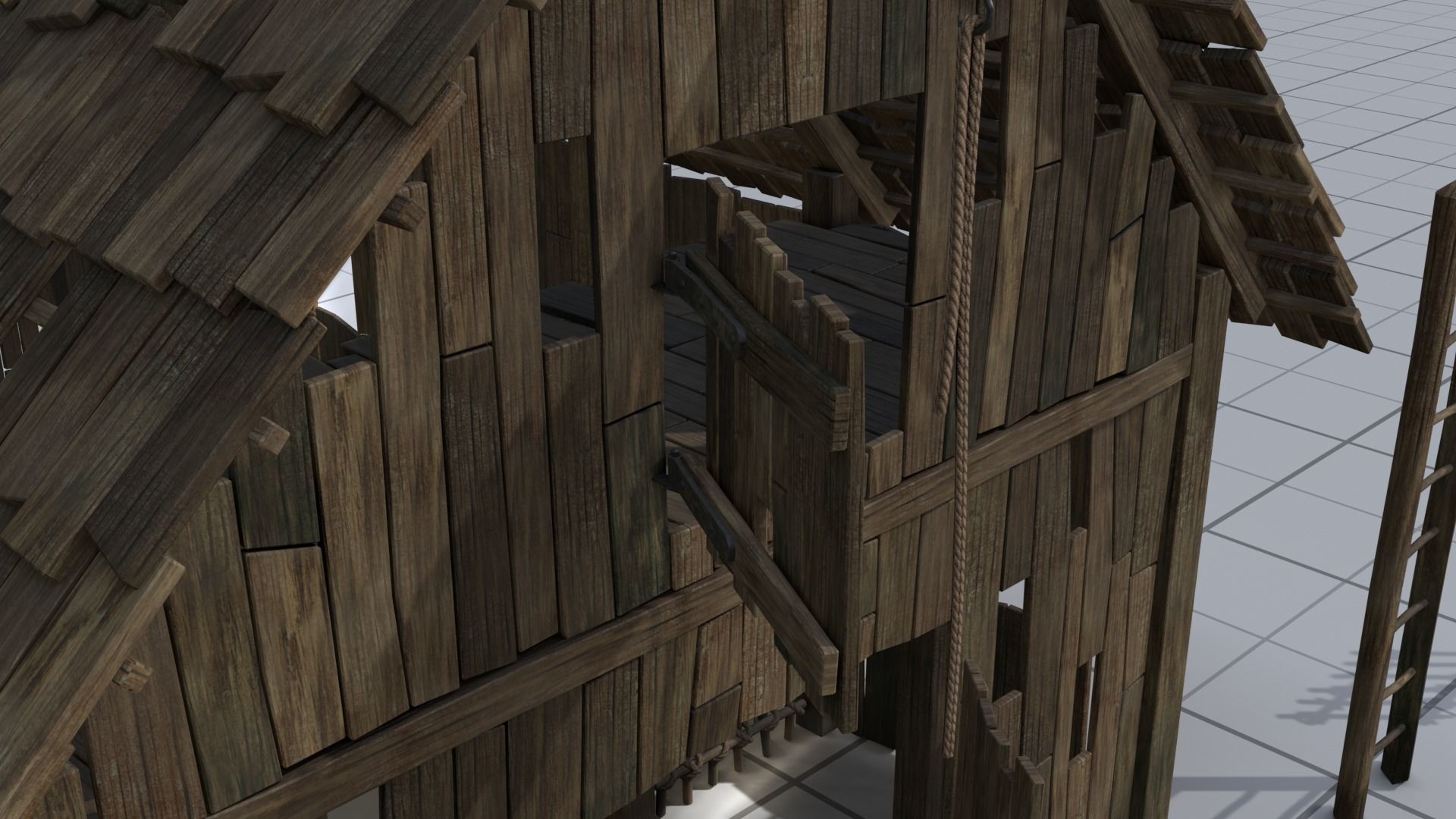 Wooden Barn Low-poly 3D model_4