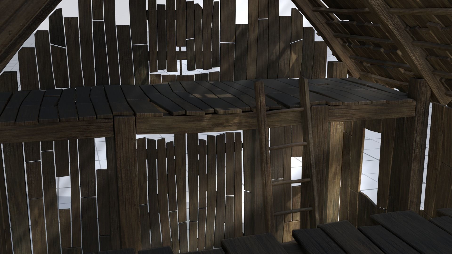 Wooden Barn Low-poly 3D model_12
