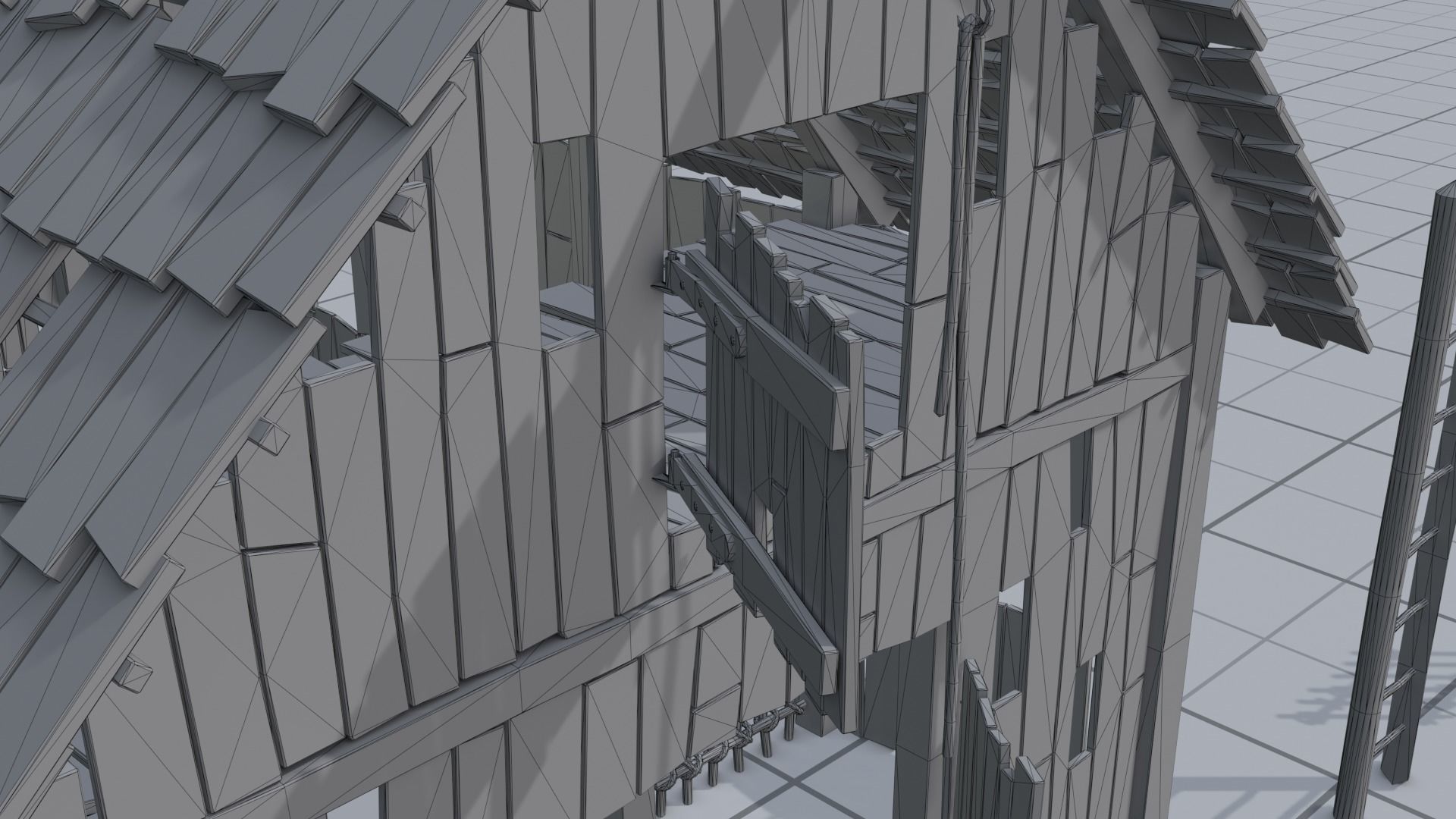 Wooden Barn Low-poly 3D model_5