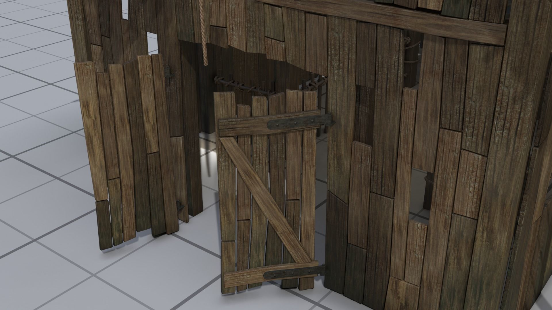 Wooden Barn Low-poly 3D model_6