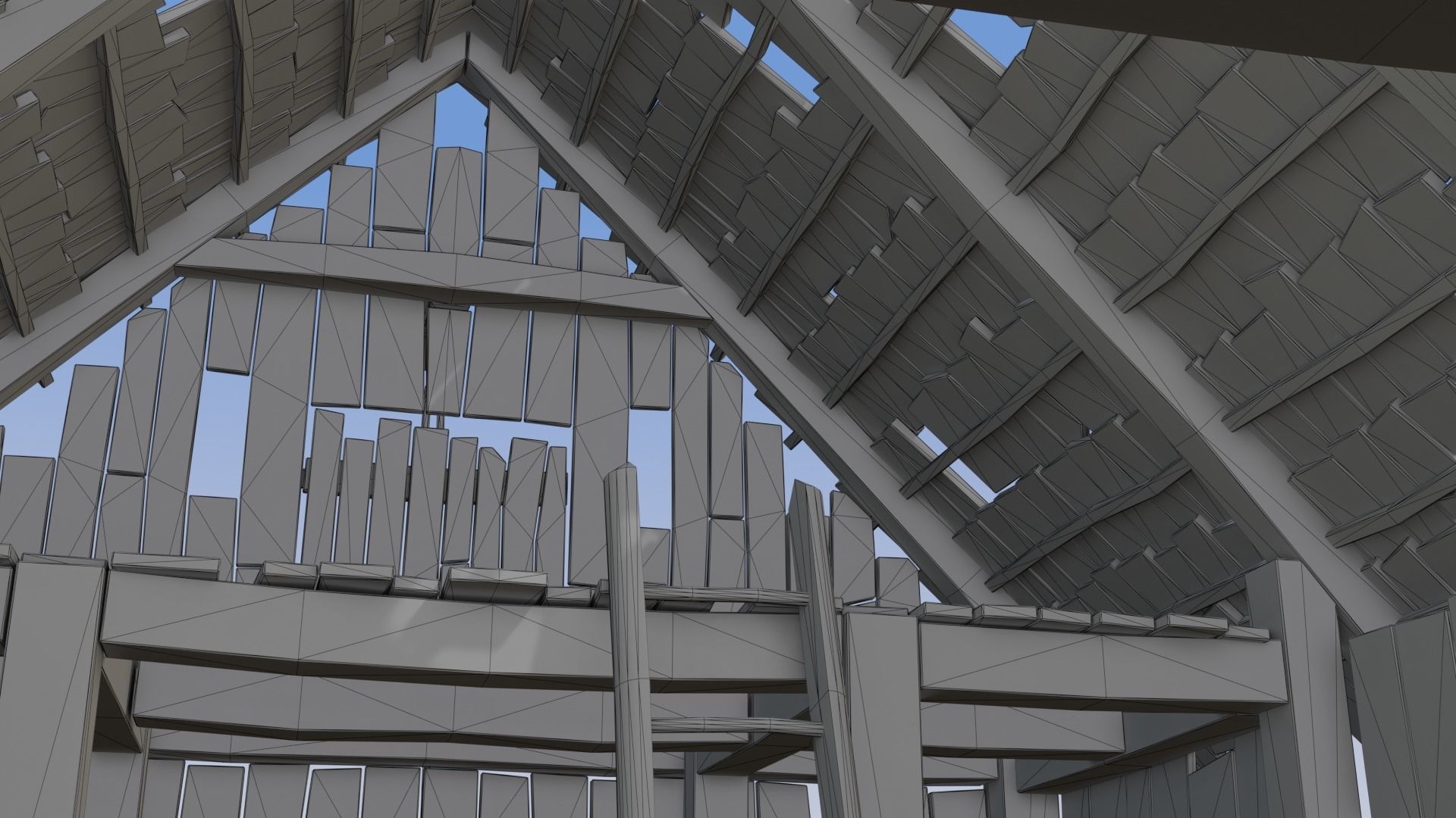 Wooden Barn Low-poly 3D model_11