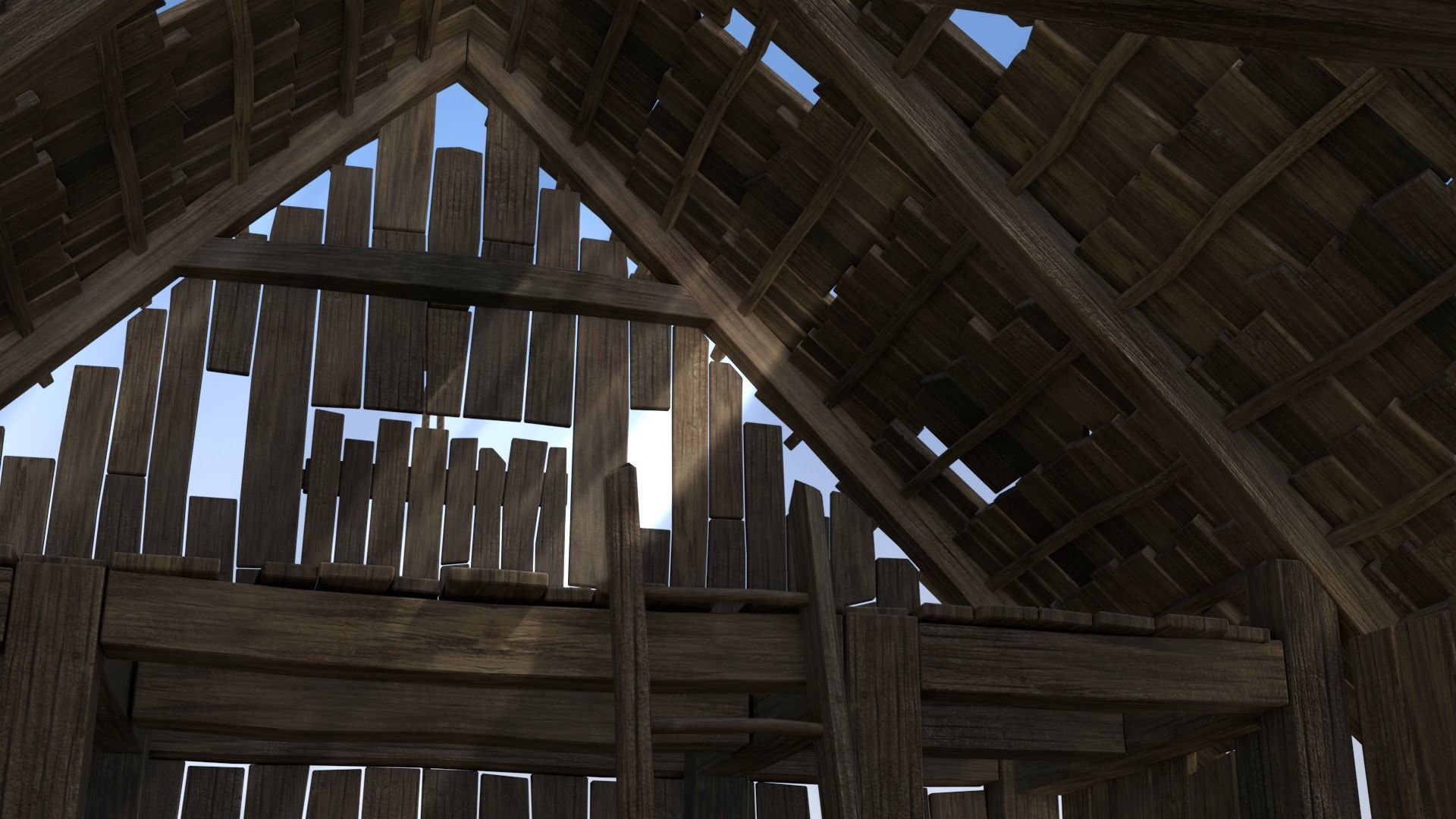 Wooden Barn Low-poly 3D model_10