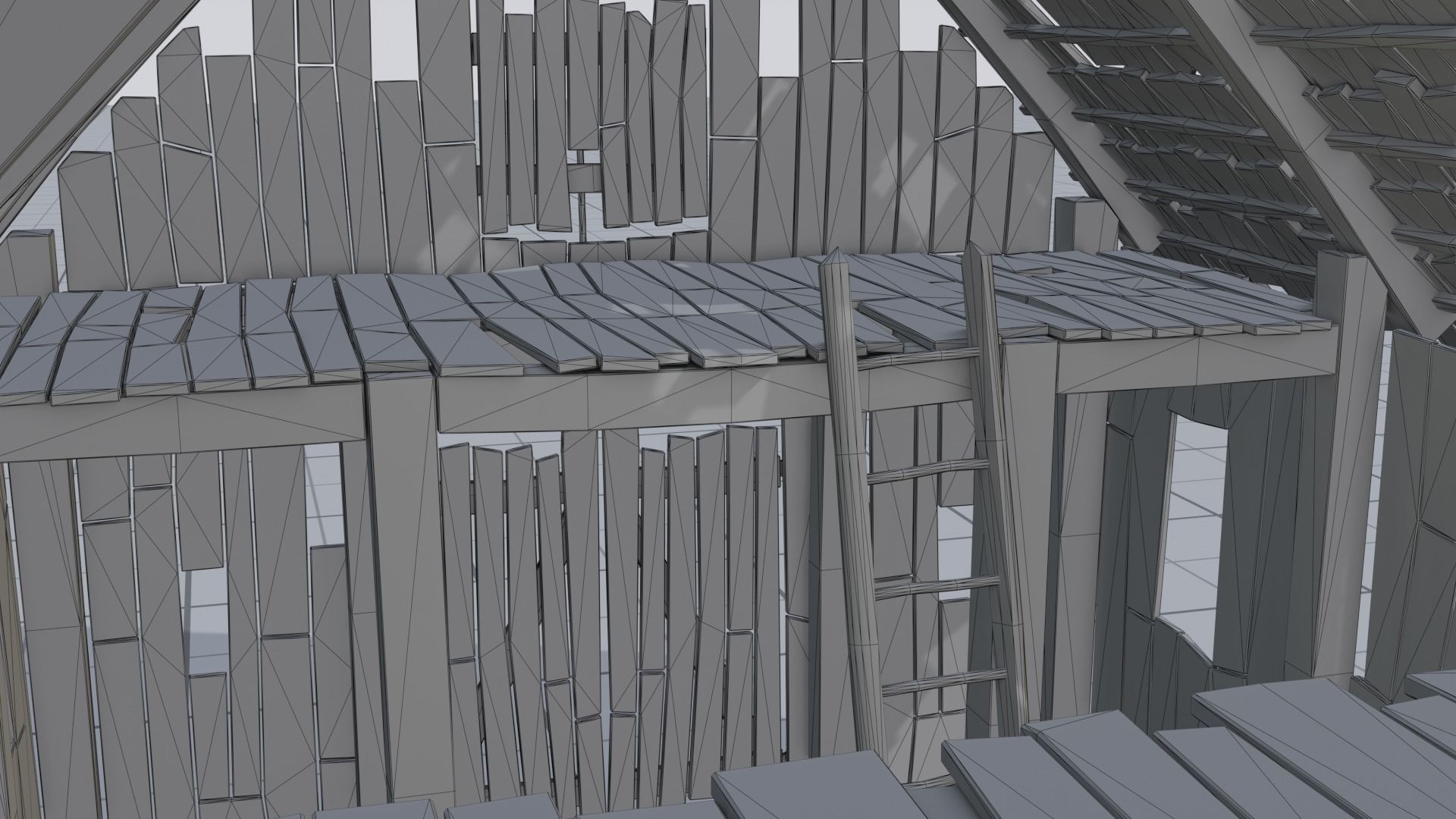 Wooden Barn Low-poly 3D model_13