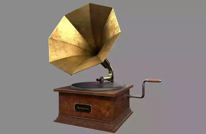 Old Gramophone Music Box Low-poly 3D model