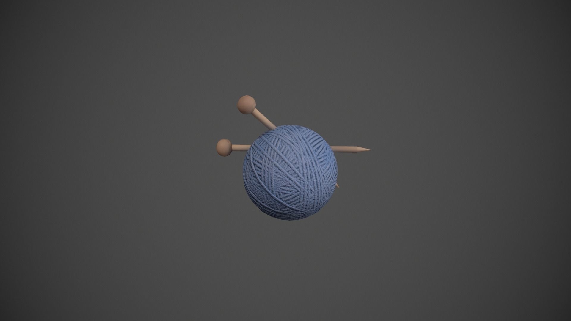 Blue Yarn and Needles Low-poly 3D model_5