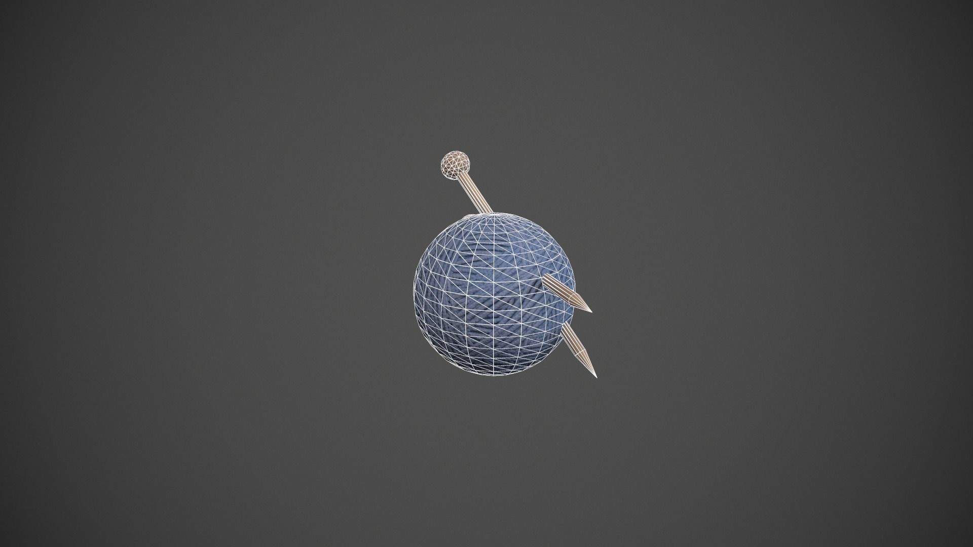Blue Yarn and Needles Low-poly 3D model_17