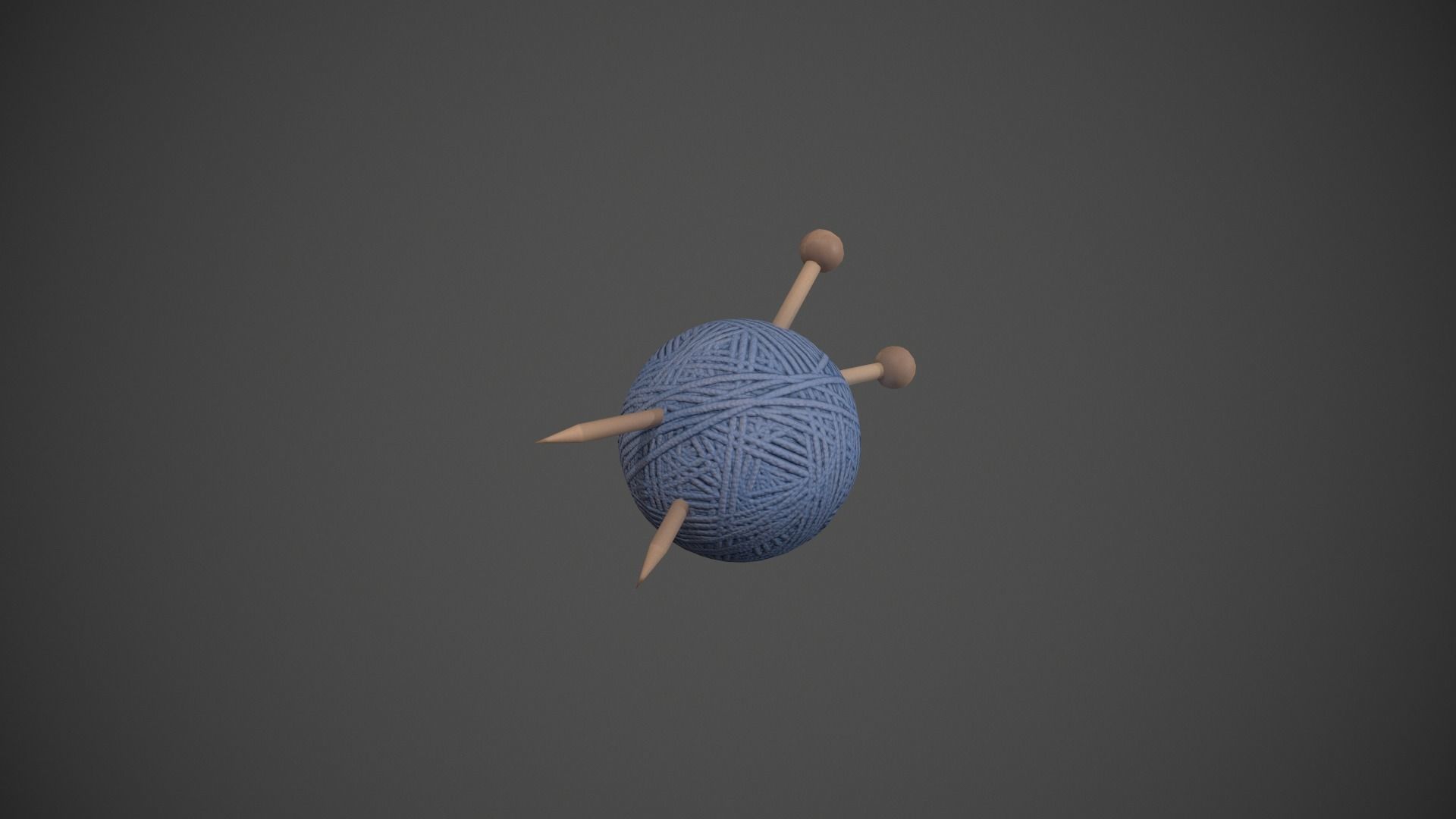 Blue Yarn and Needles Low-poly 3D model_9