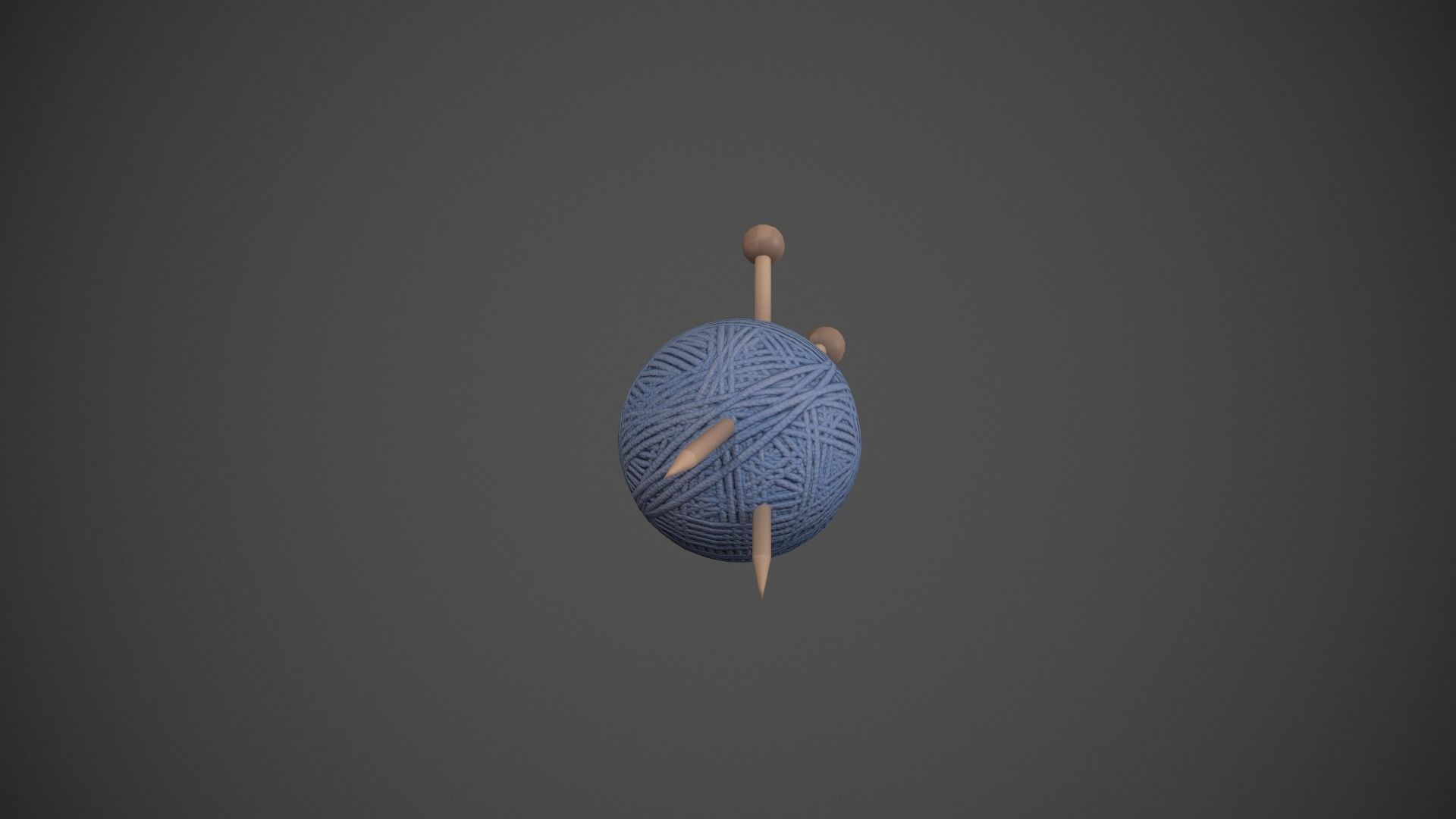 Blue Yarn and Needles Low-poly 3D model_8