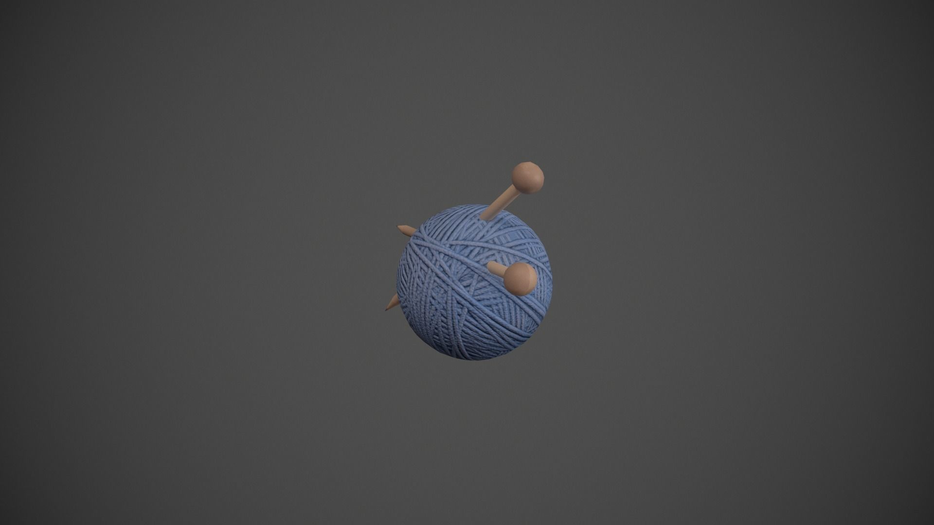 Blue Yarn and Needles Low-poly 3D model_2