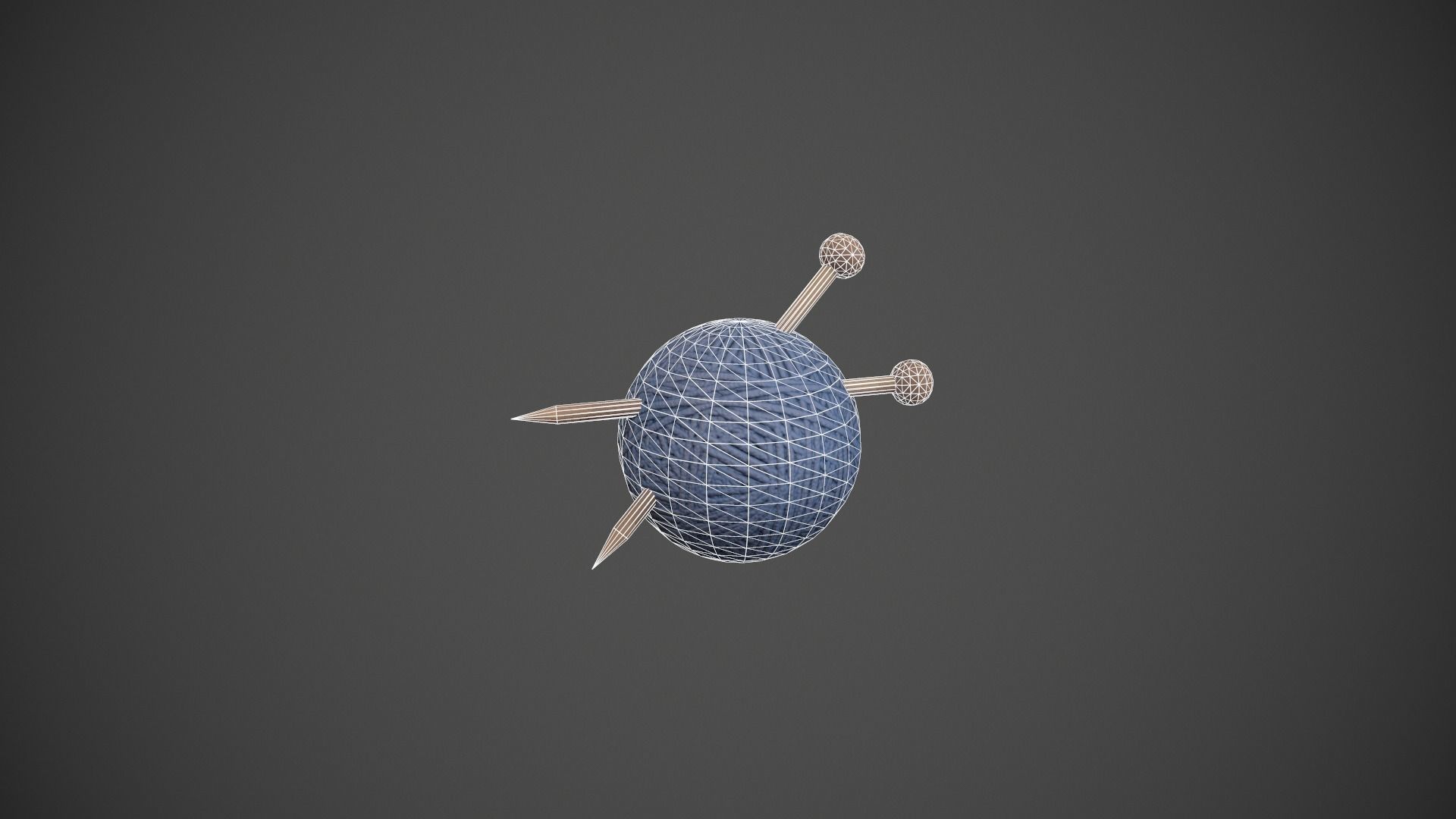 Blue Yarn and Needles Low-poly 3D model_19