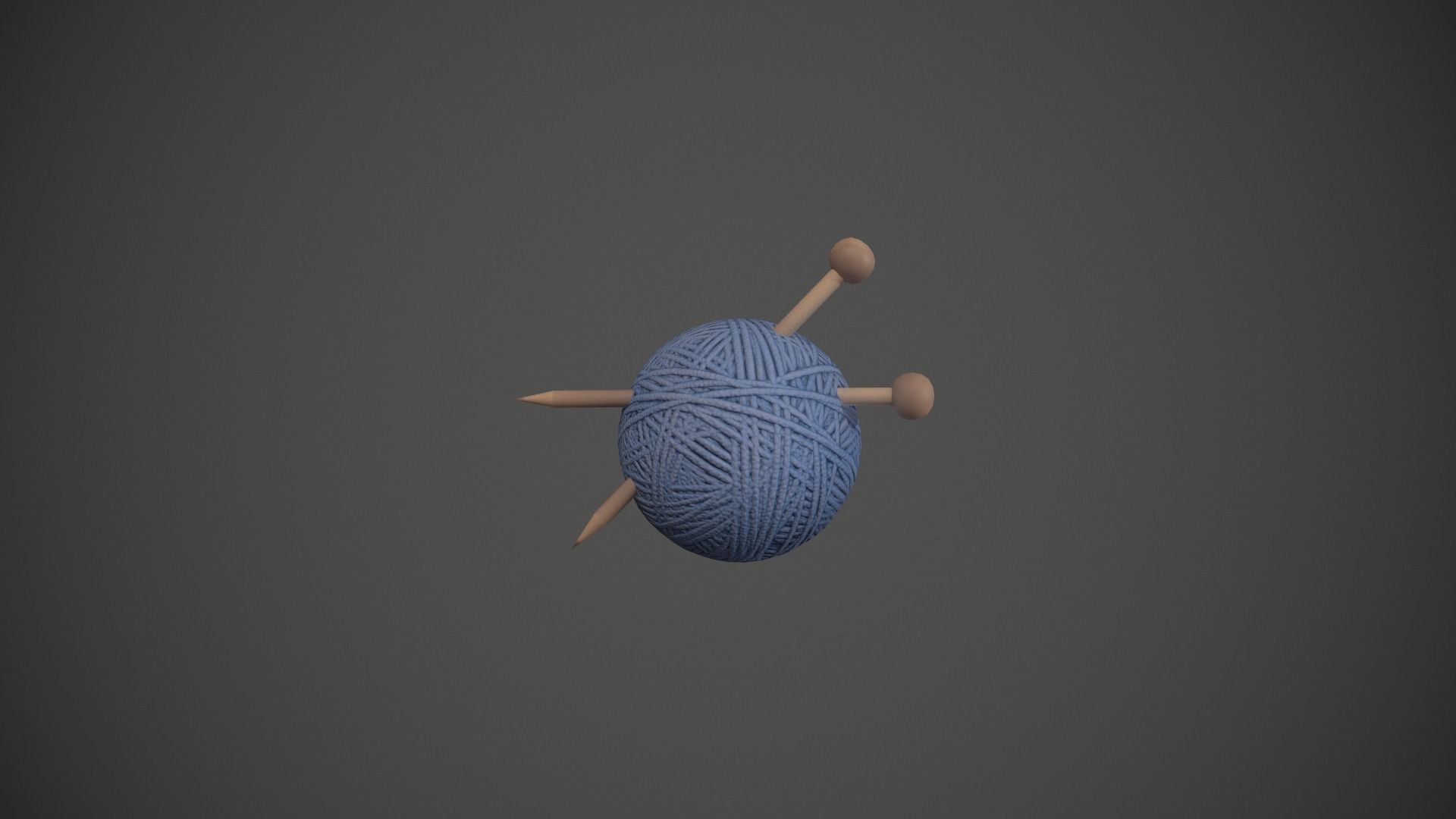 Blue Yarn and Needles Low-poly 3D model_10