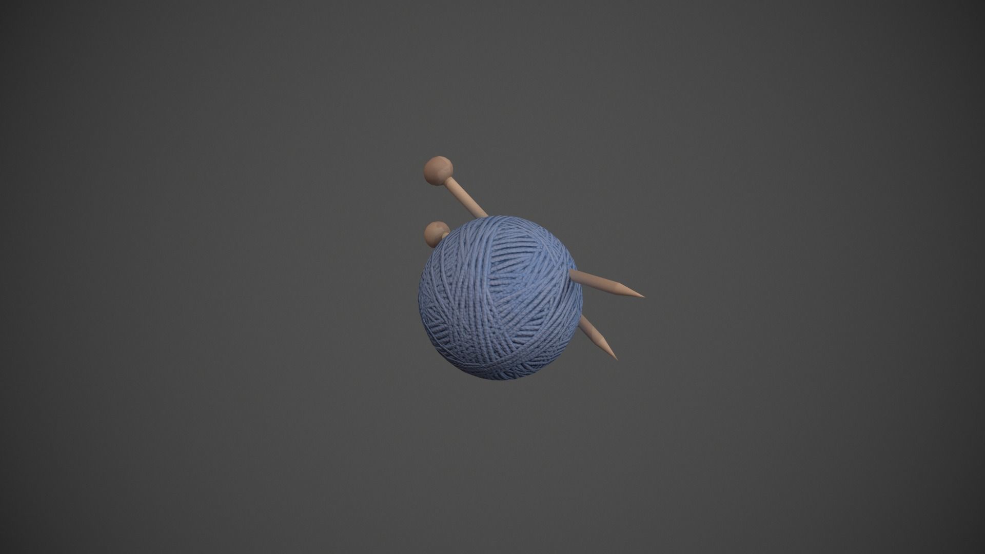 Blue Yarn and Needles Low-poly 3D model_6