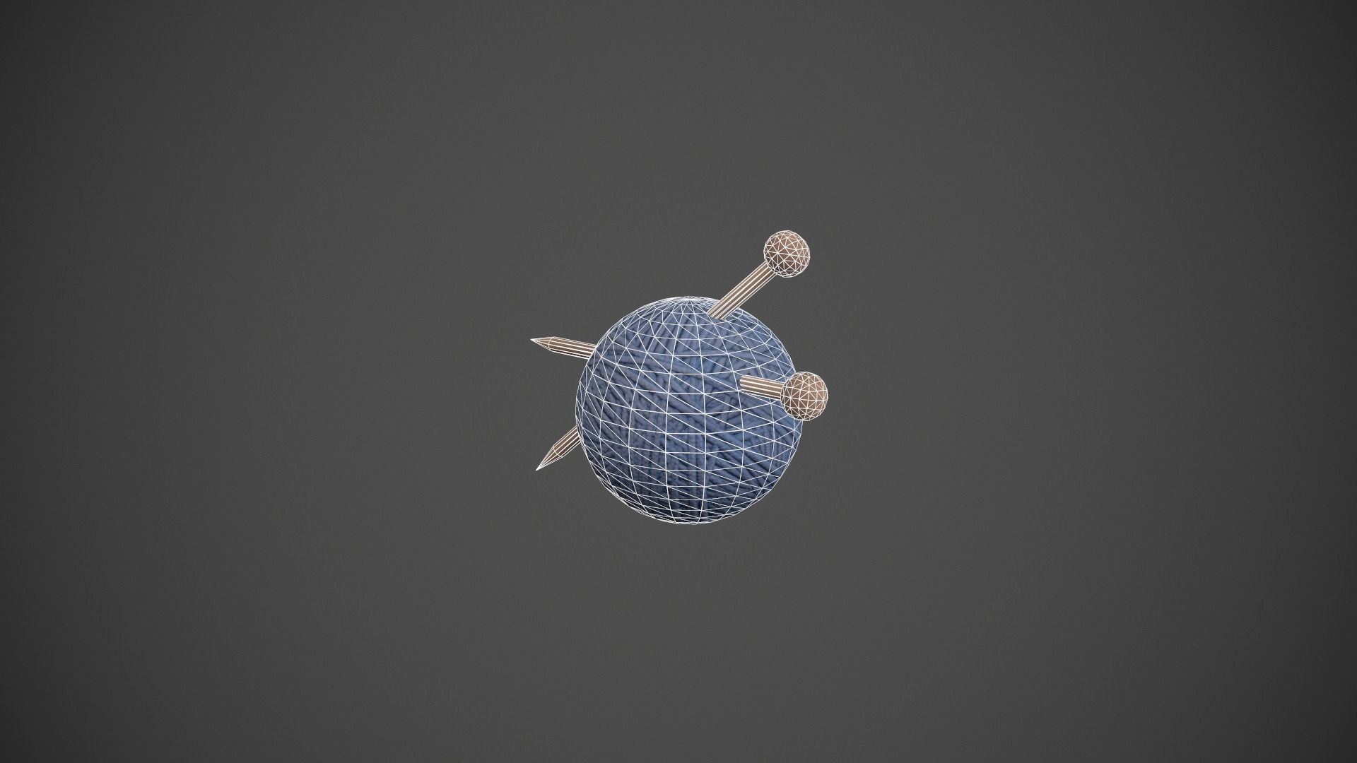 Blue Yarn and Needles Low-poly 3D model_12