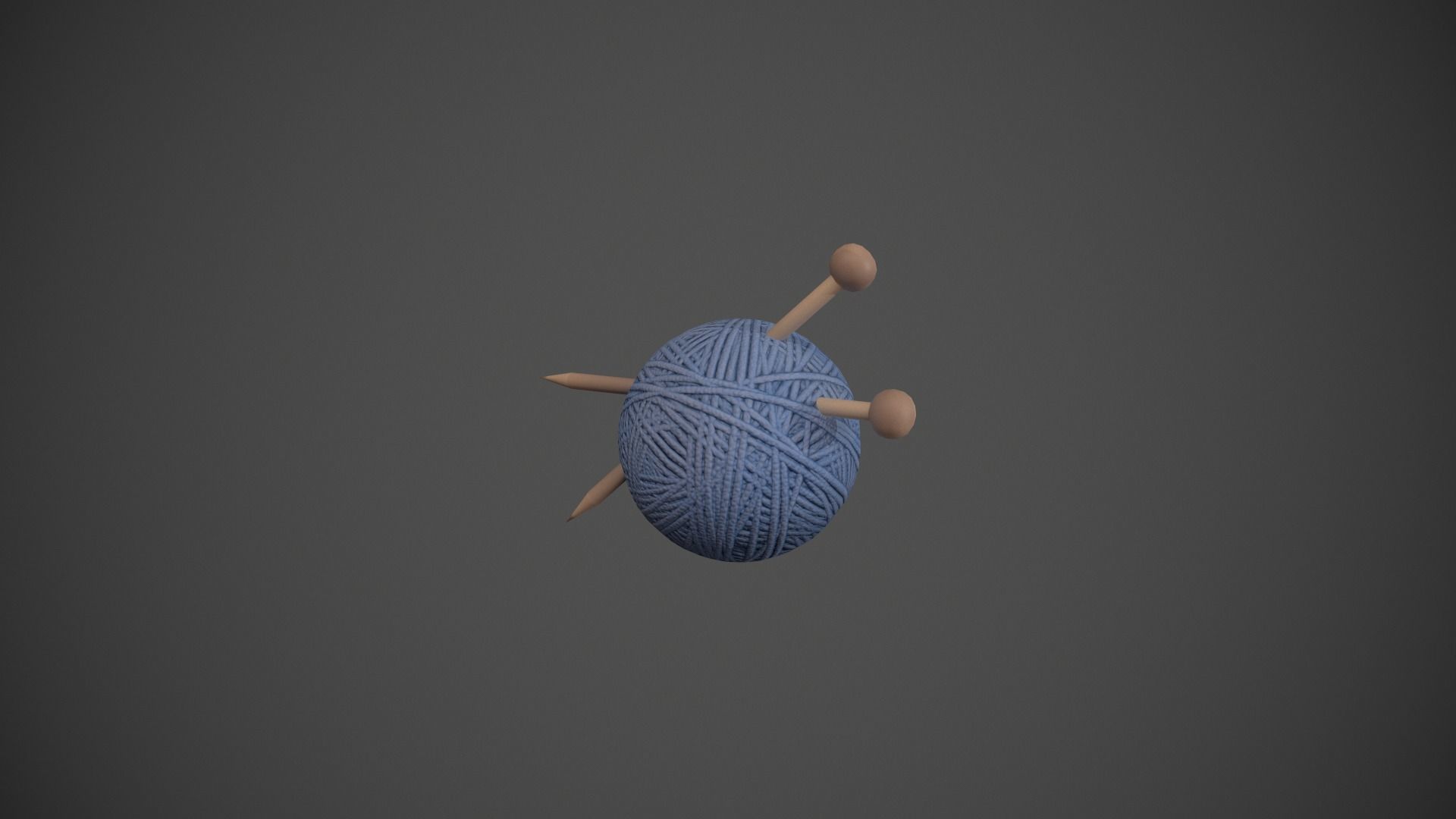 Blue Yarn and Needles Low-poly 3D model_1