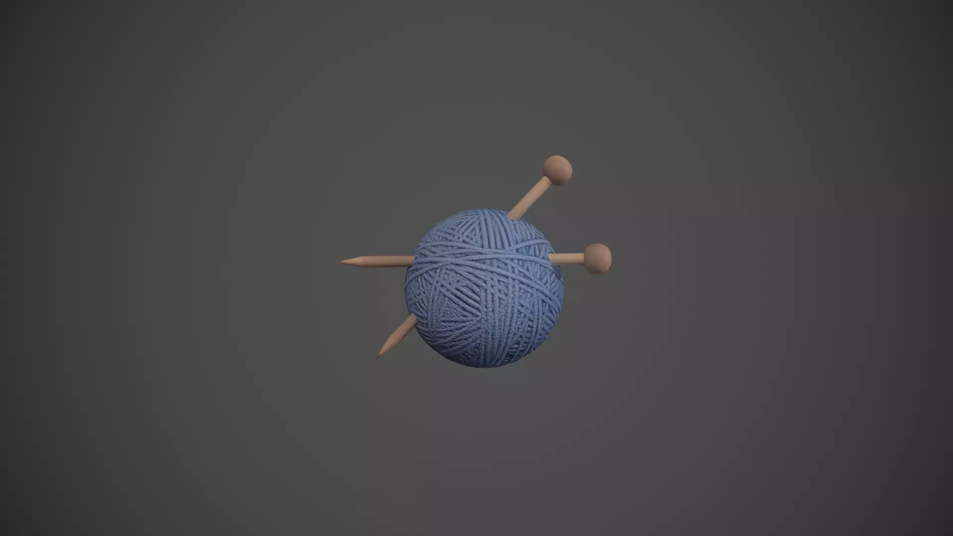 Blue Yarn and Needles Low-poly 3D model_0