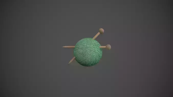 Green Yarn and Needles