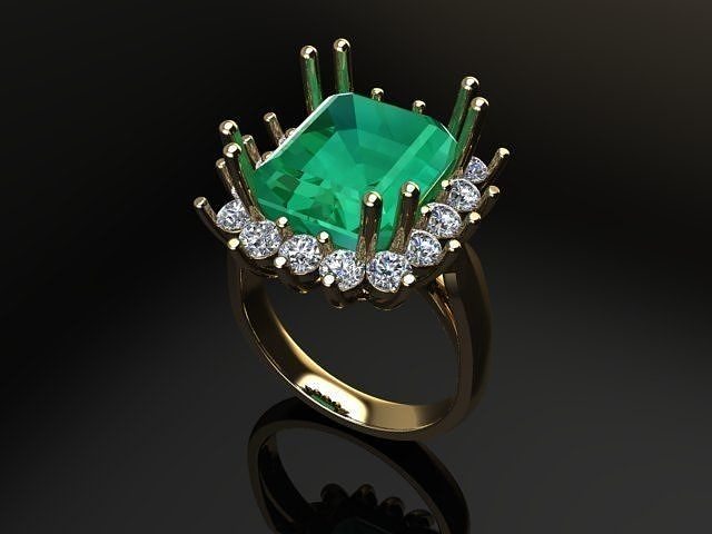 Emerald Cluster Ring 3D print model