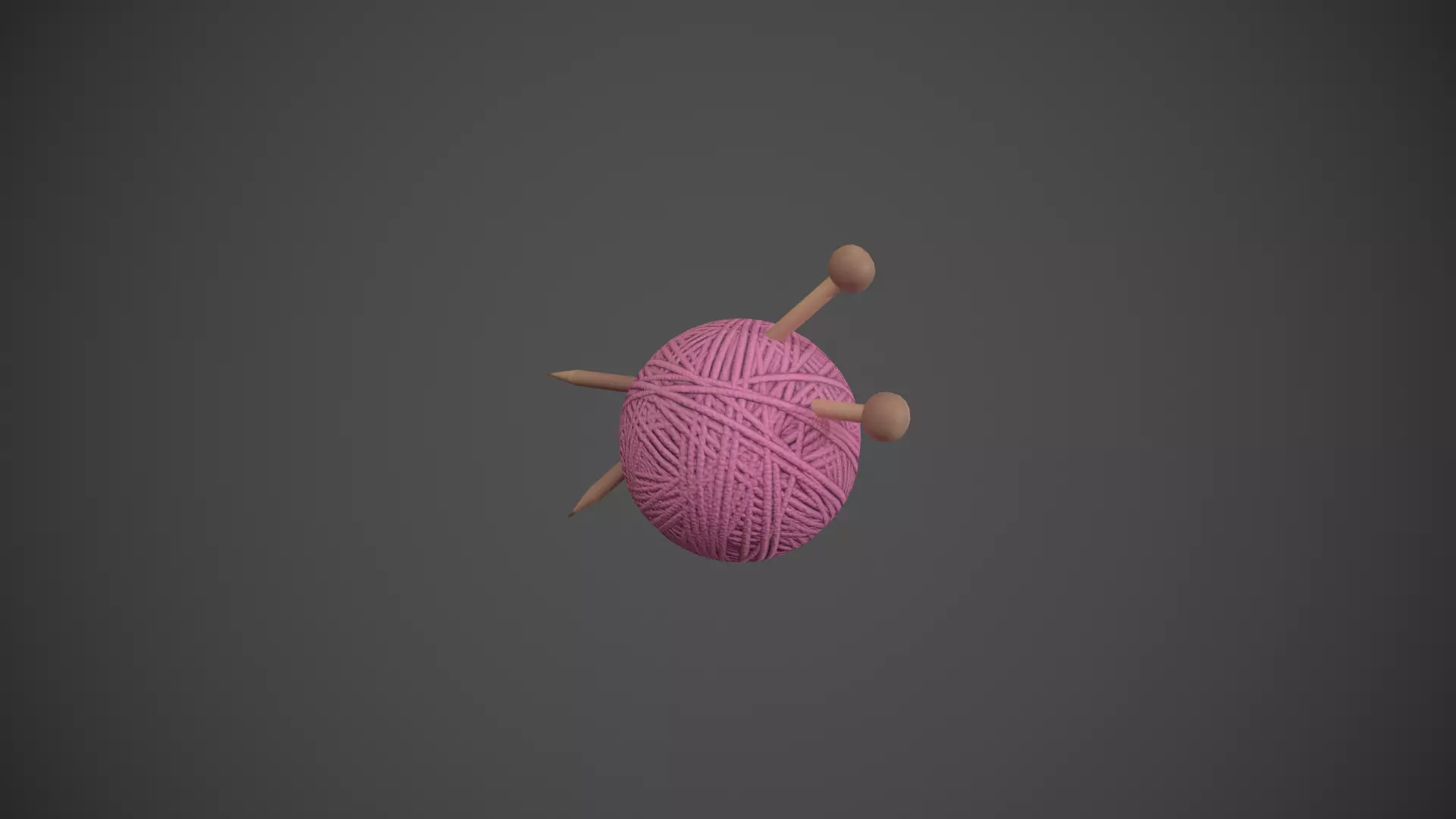 Pink Yarn and Needles Low-poly 3D model