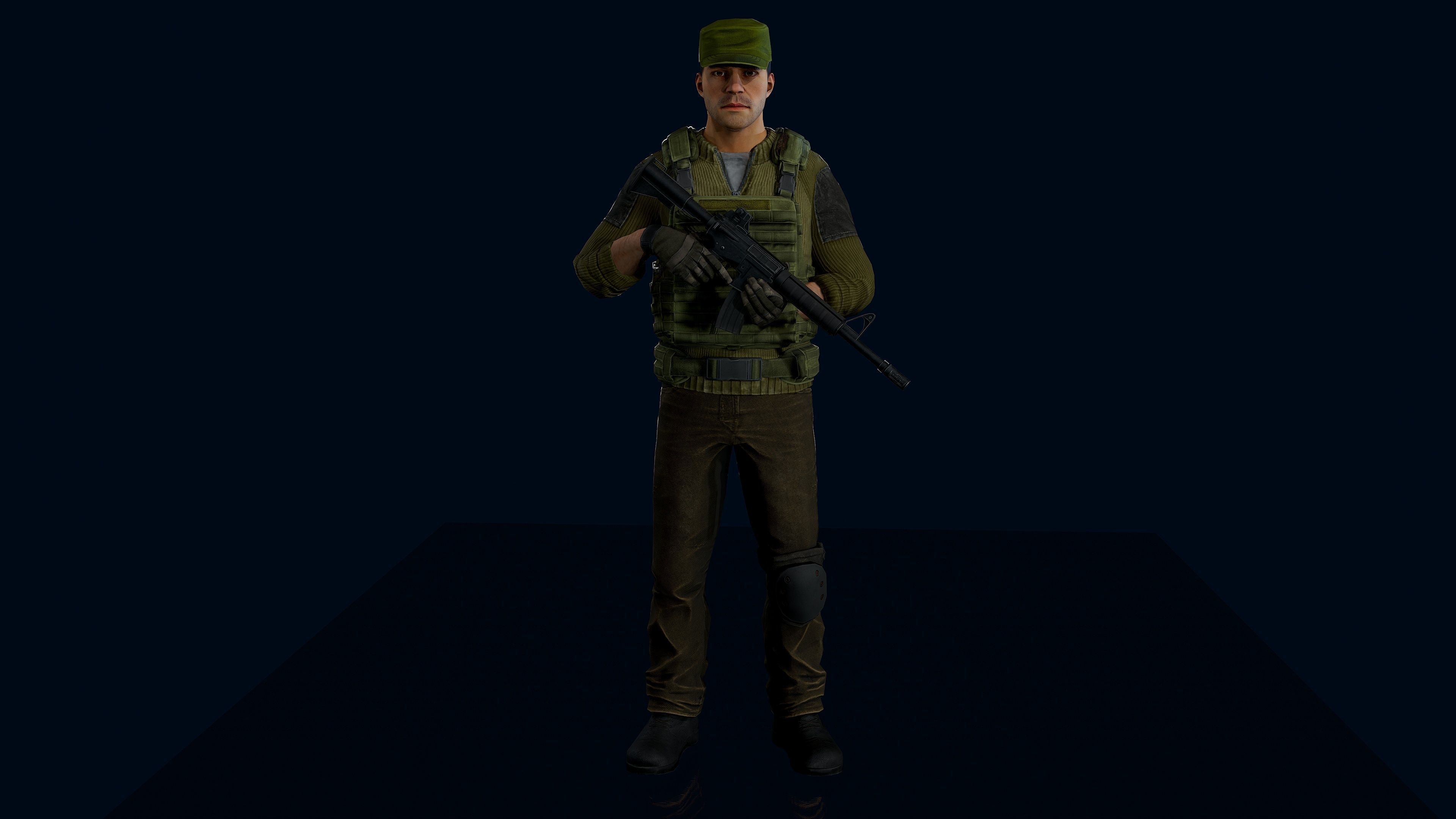 Modular military character Low-poly 3D model_24