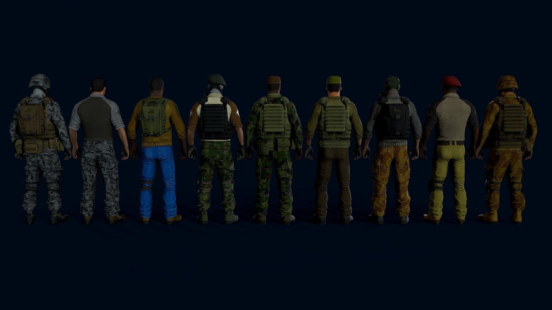 Modular military character Low-poly 3D model_19