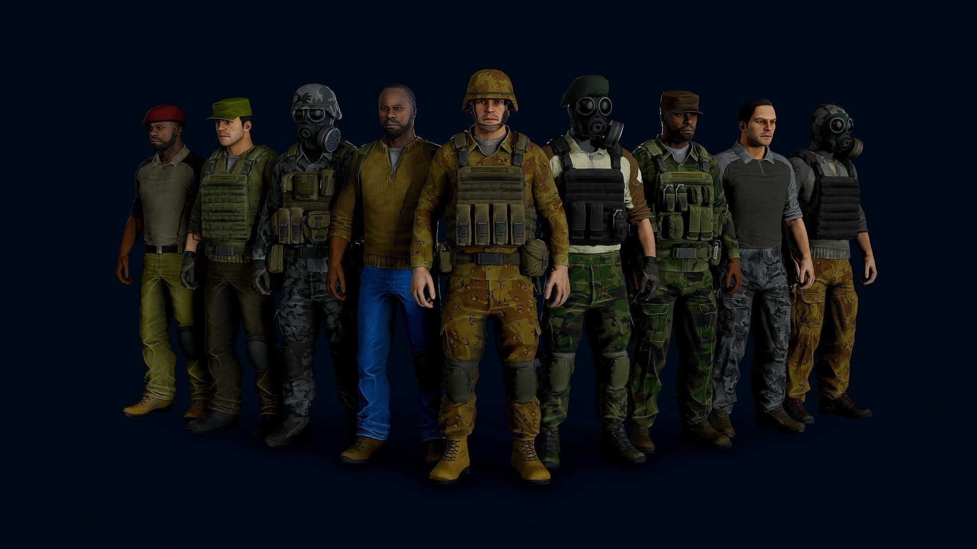 Modular military character Low-poly 3D model_20