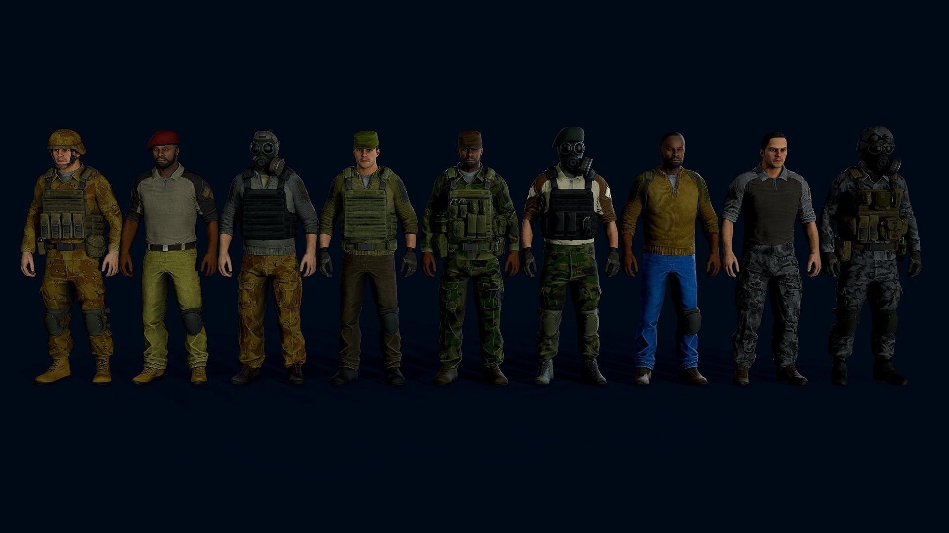 Modular military character Low-poly 3D model_18