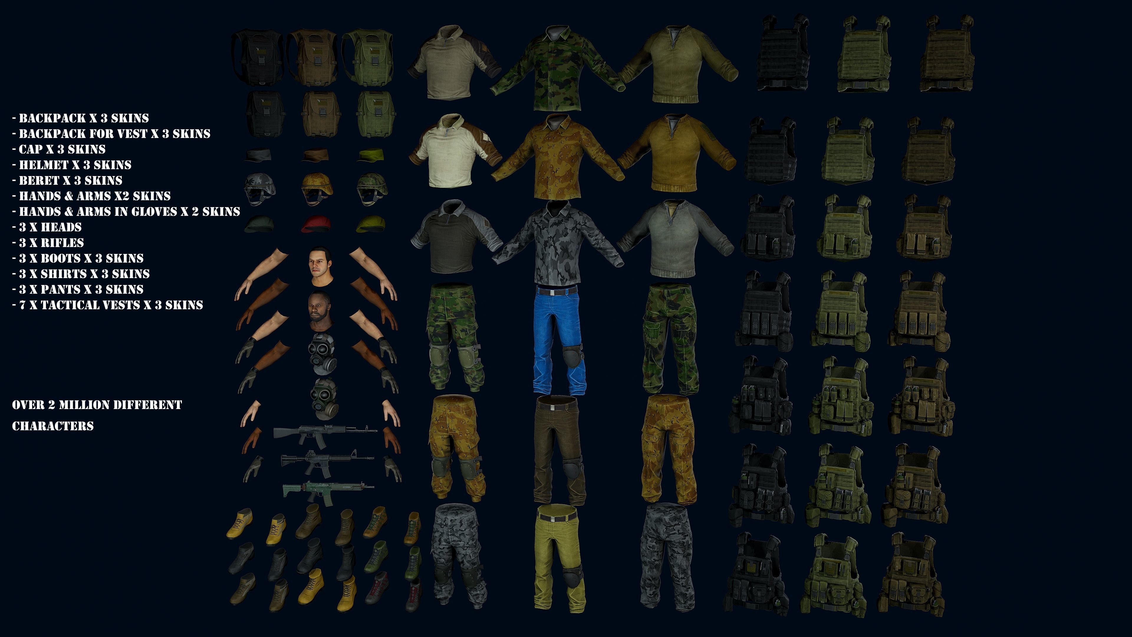 Modular military character Low-poly 3D model_8