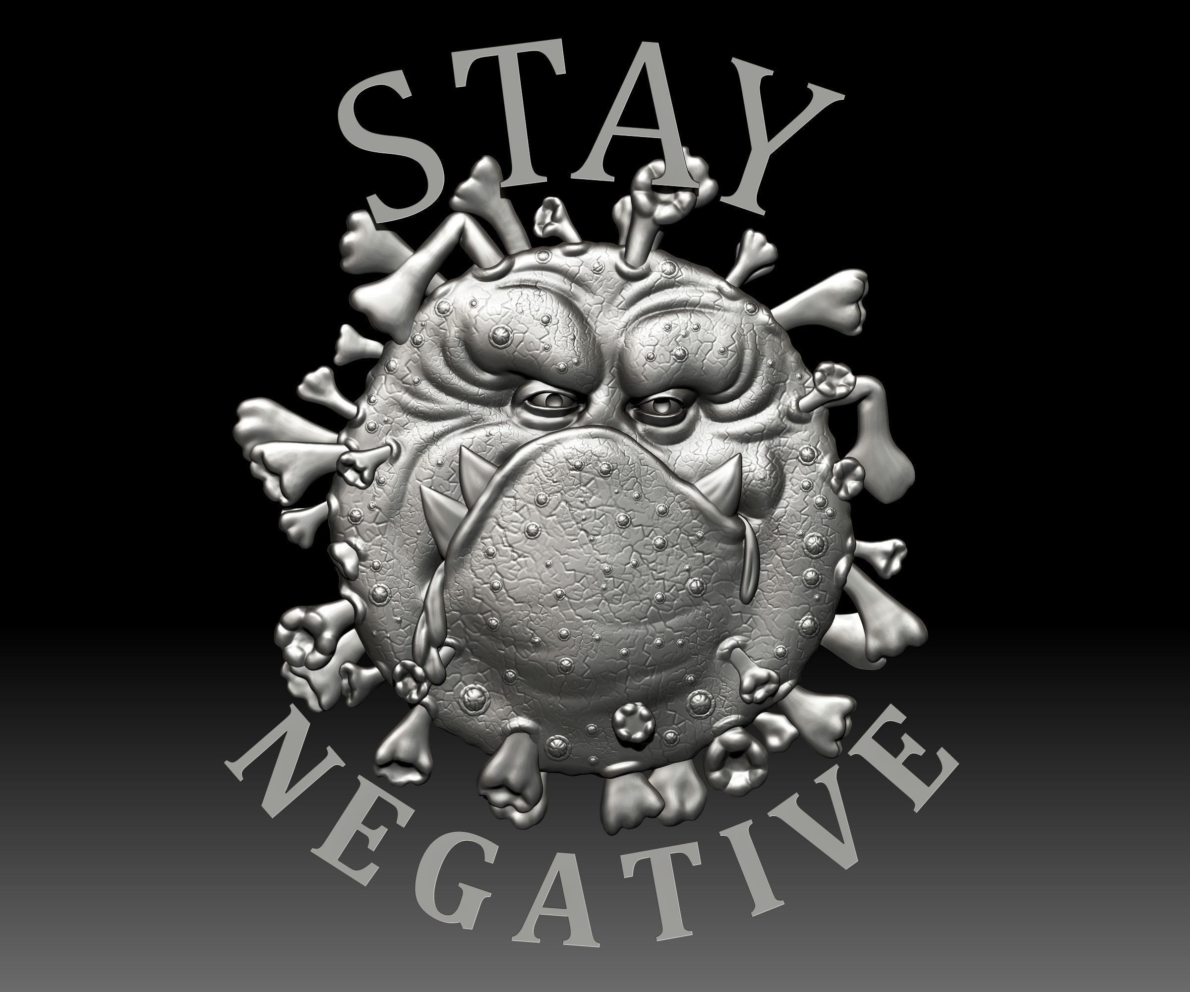 Covid Monster STL file Coronavirus relief for CNC router 3D print model_5