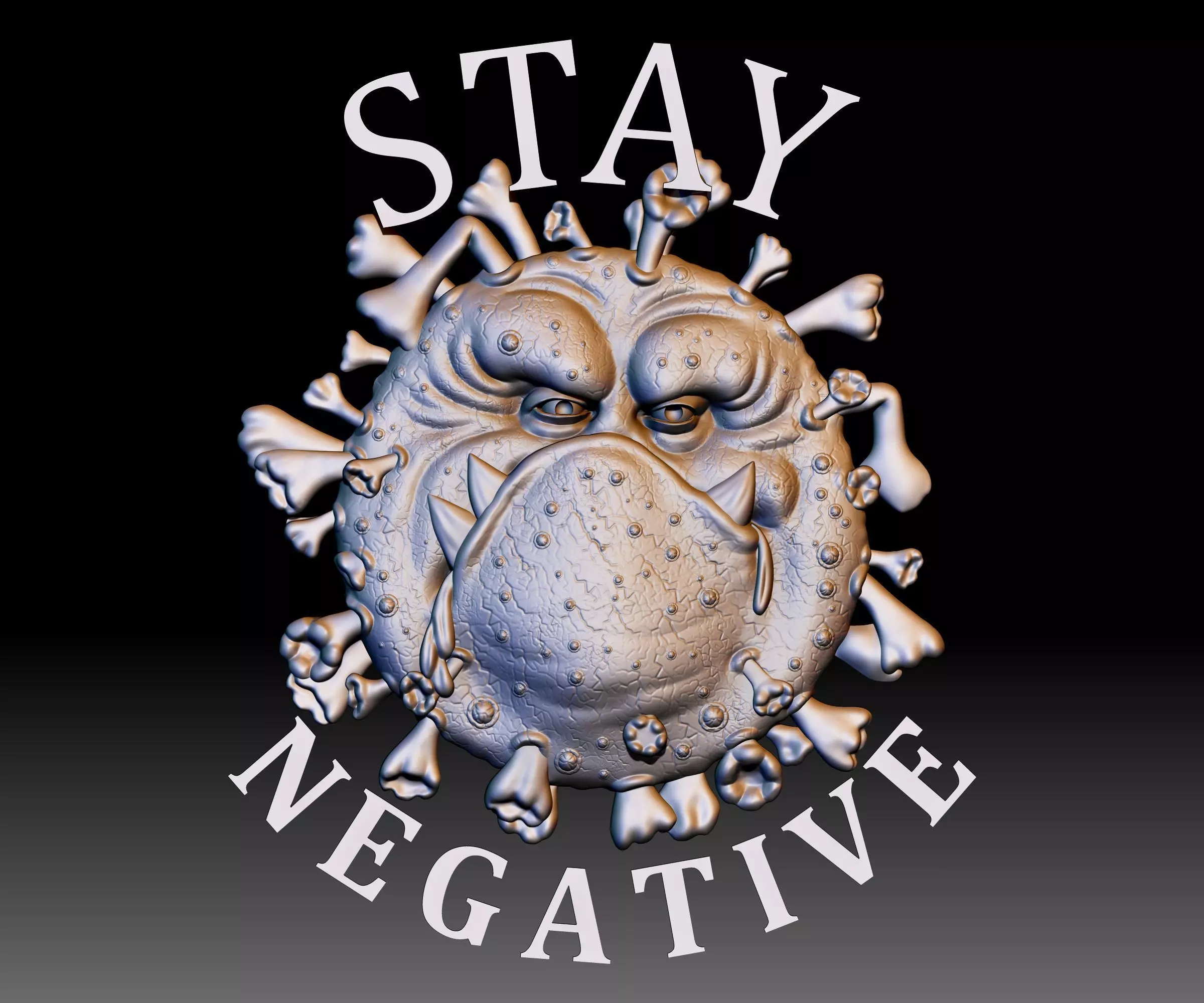 Covid Monster STL file Coronavirus relief for CNC router 3D print model_0