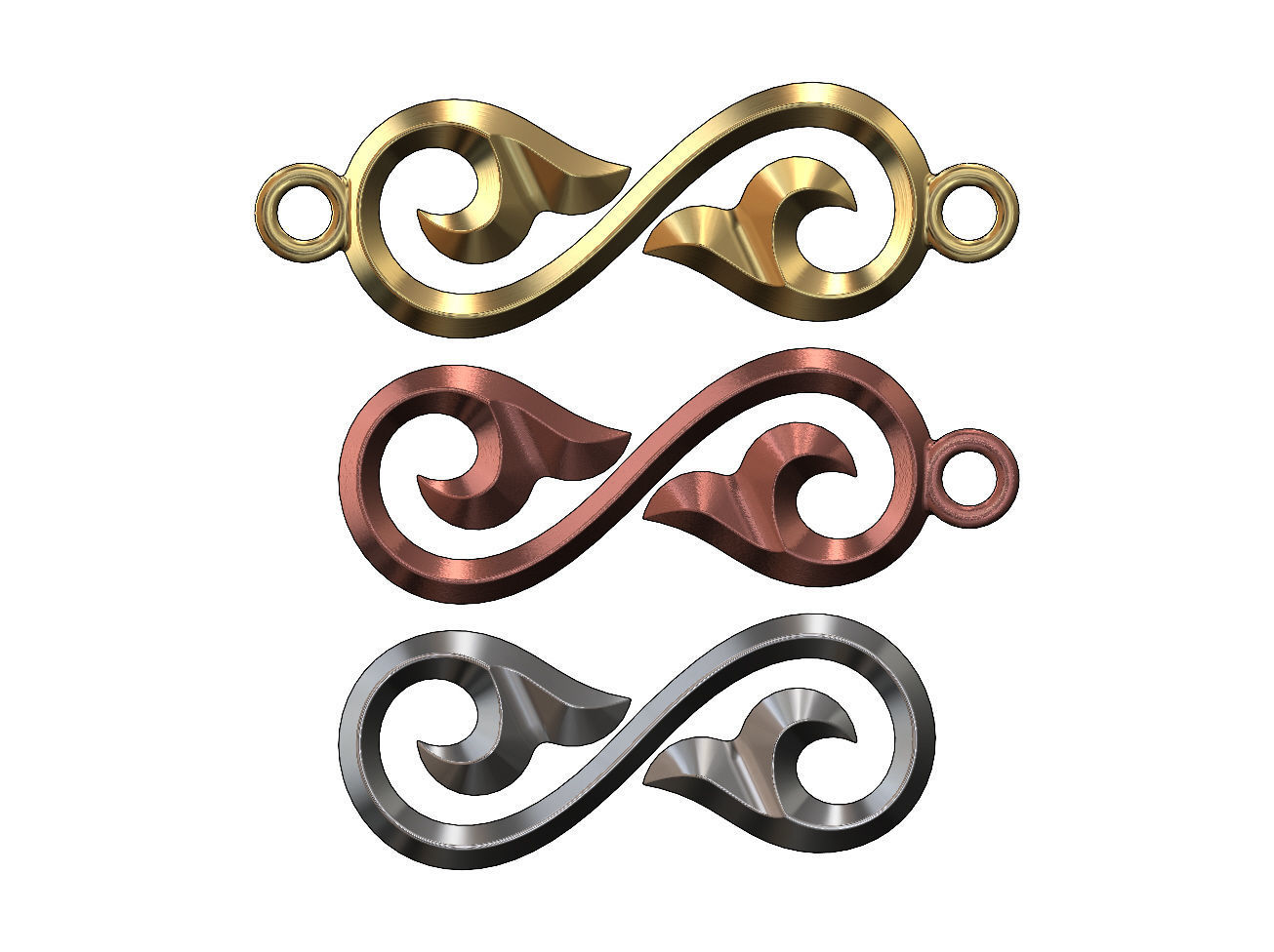 Floral scroll pendant charm and ornament 3D print model_1