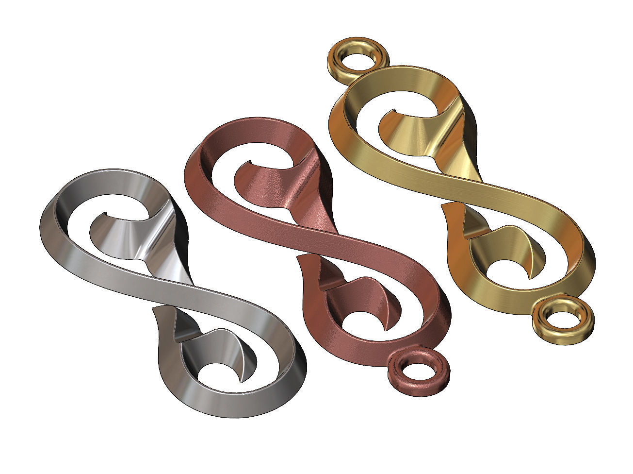 Floral scroll pendant charm and ornament 3D print model_3