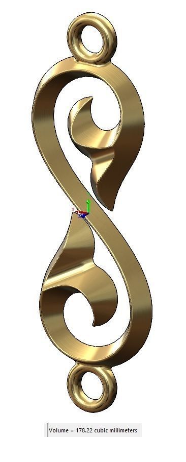 Floral scroll pendant charm and ornament 3D print model_10