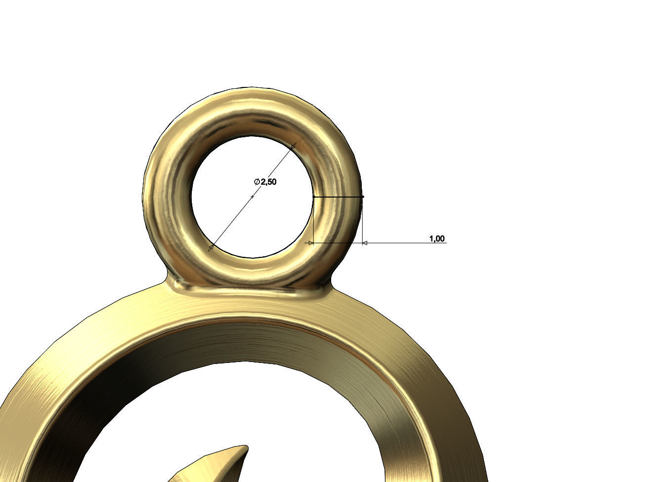 Floral scroll pendant charm and ornament 3D print model_6