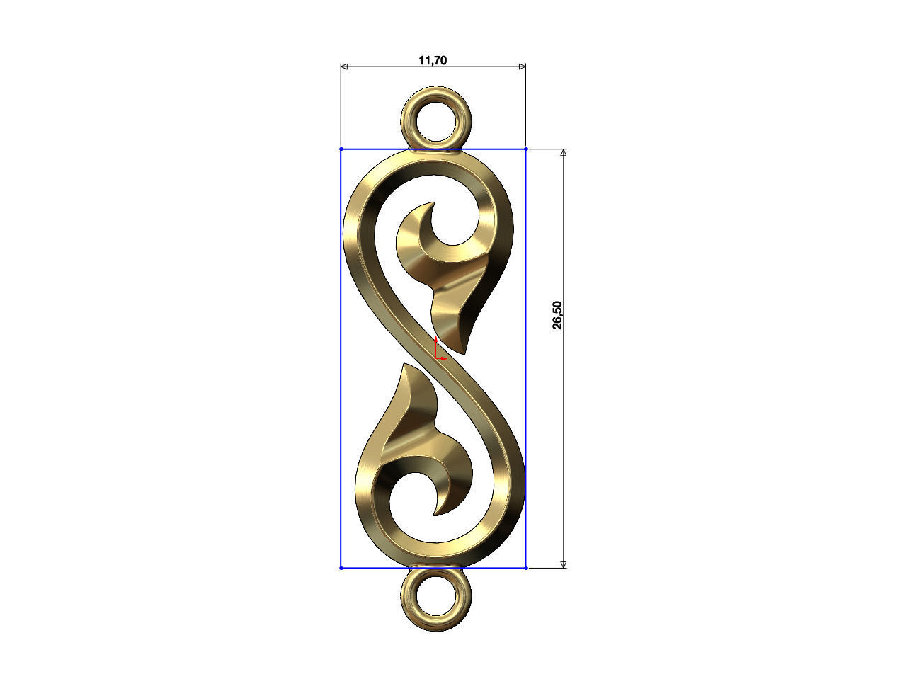 Floral scroll pendant charm and ornament 3D print model_5