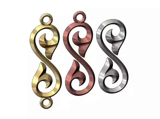 Floral scroll pendant charm and ornament