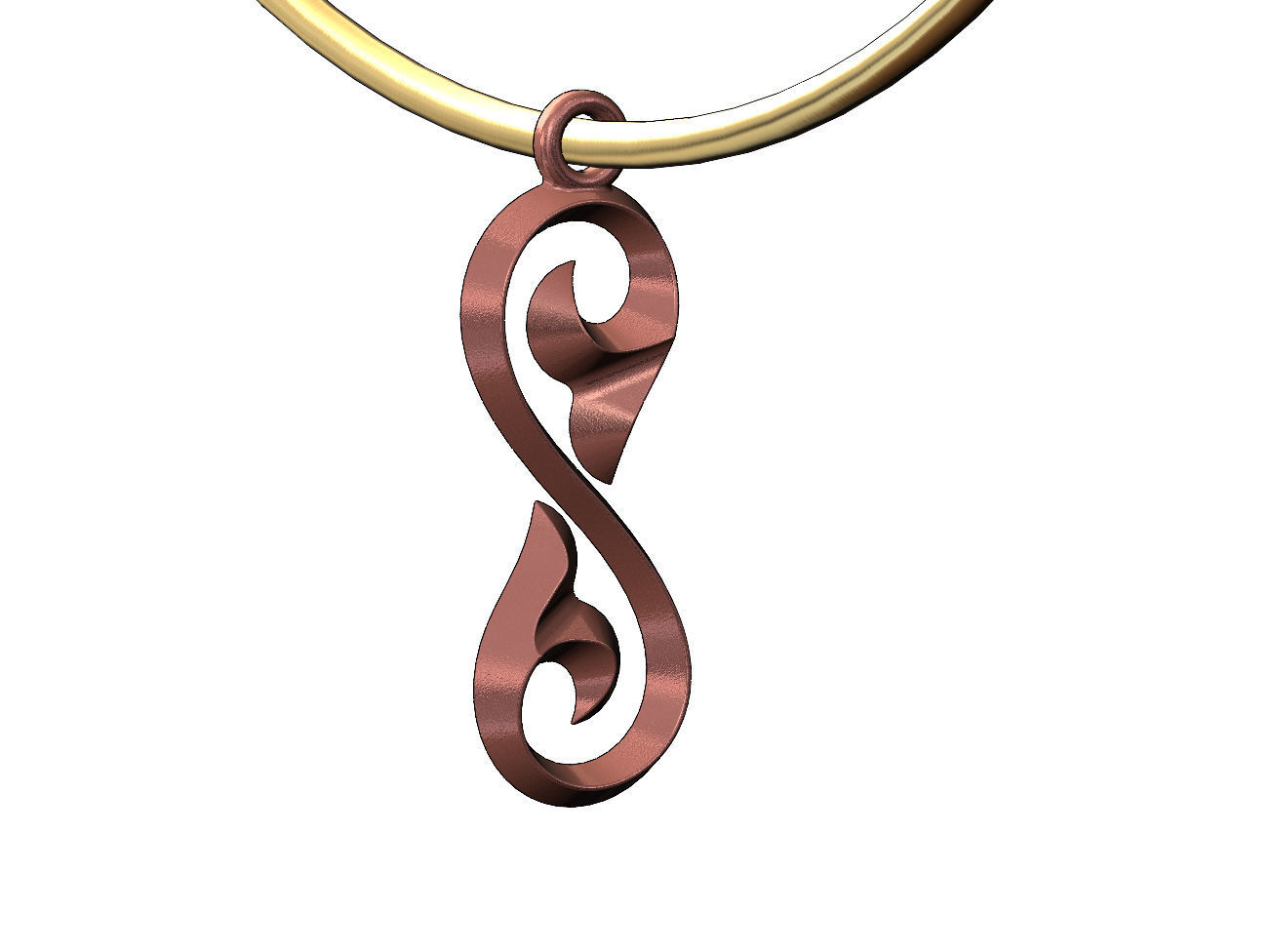 Floral scroll pendant charm and ornament 3D print model_9