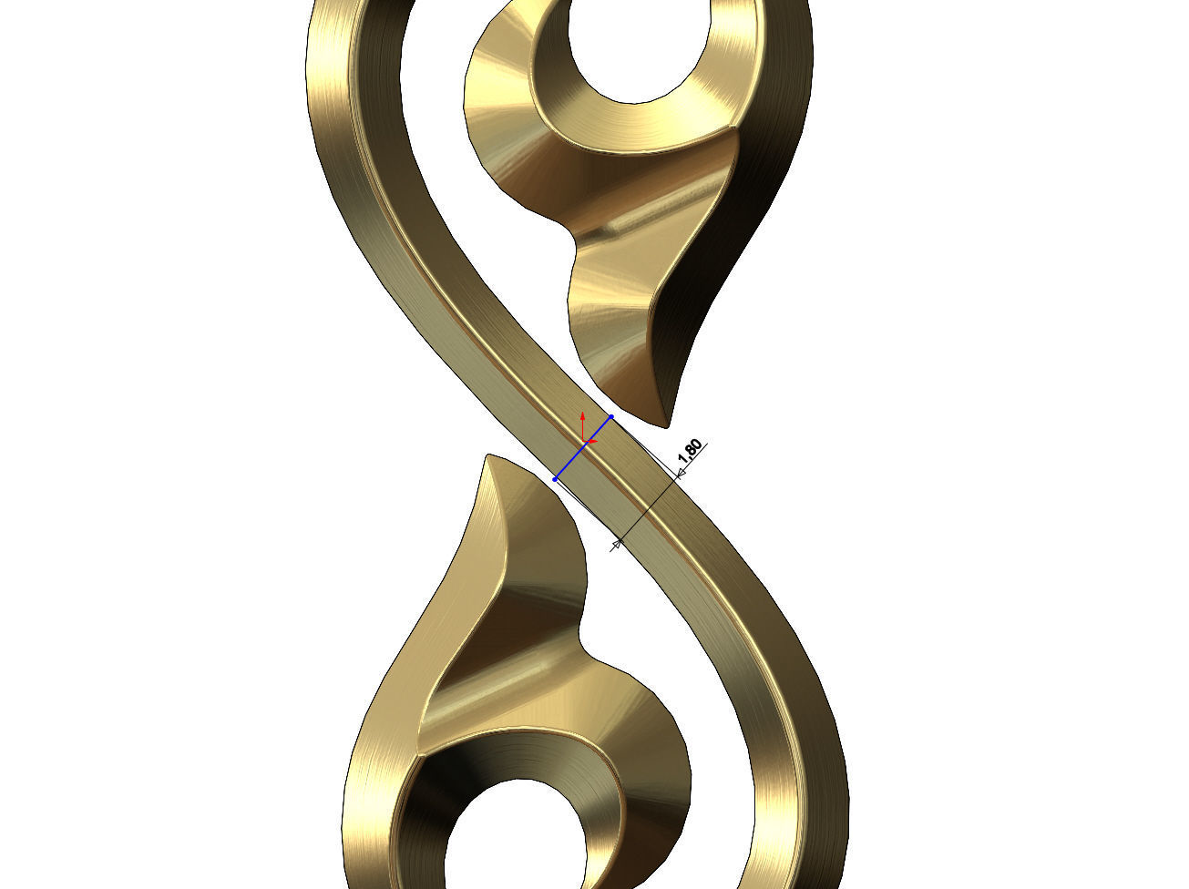 Floral scroll pendant charm and ornament 3D print model_8