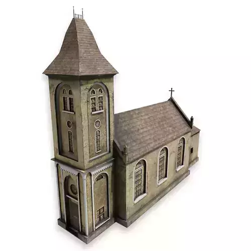 Post apocalyptic church Low-poly 3D model