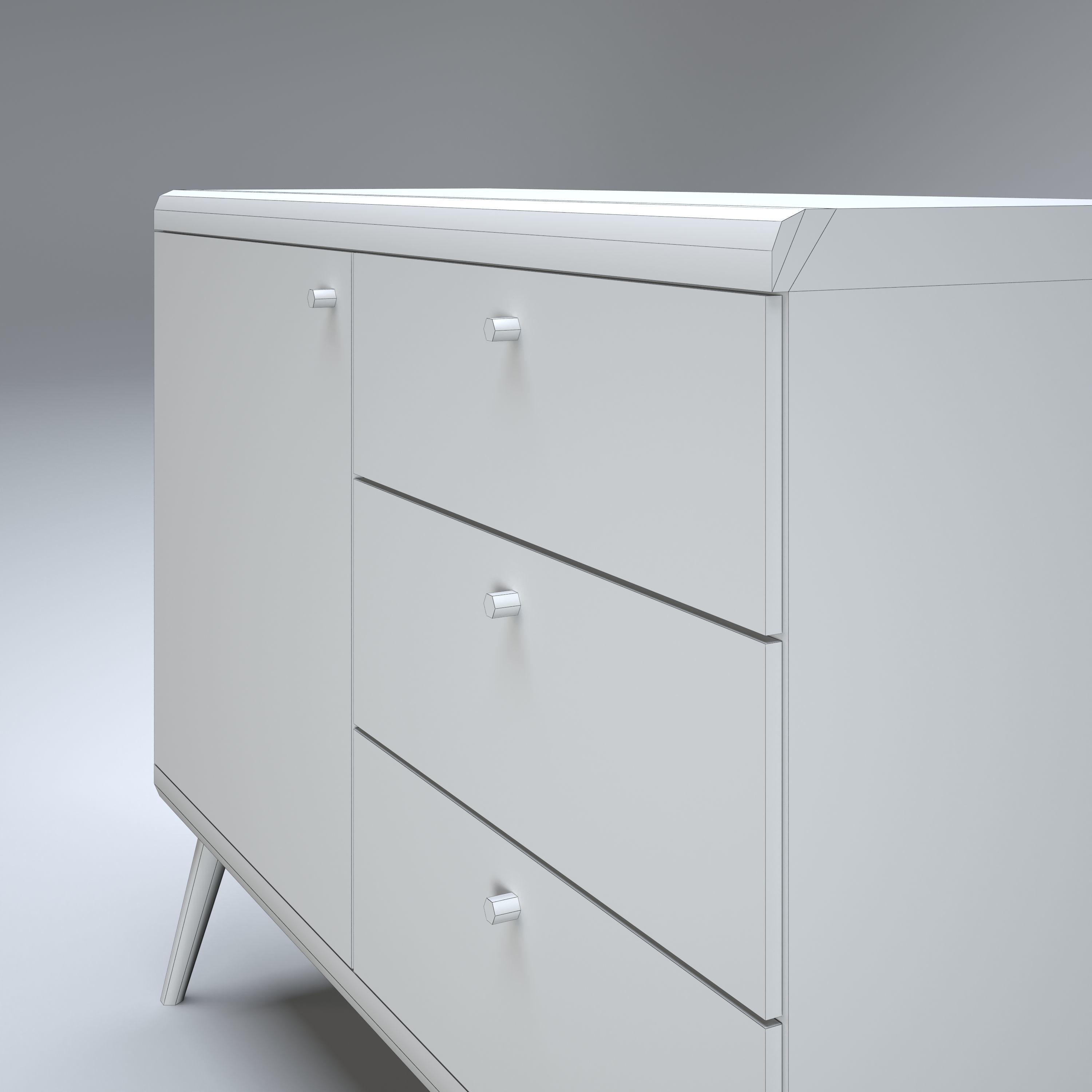 Modern Cabinet Low-poly 3D model_6