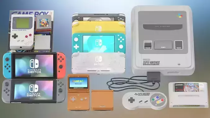 Nintendo Console Collection PBR 3D model