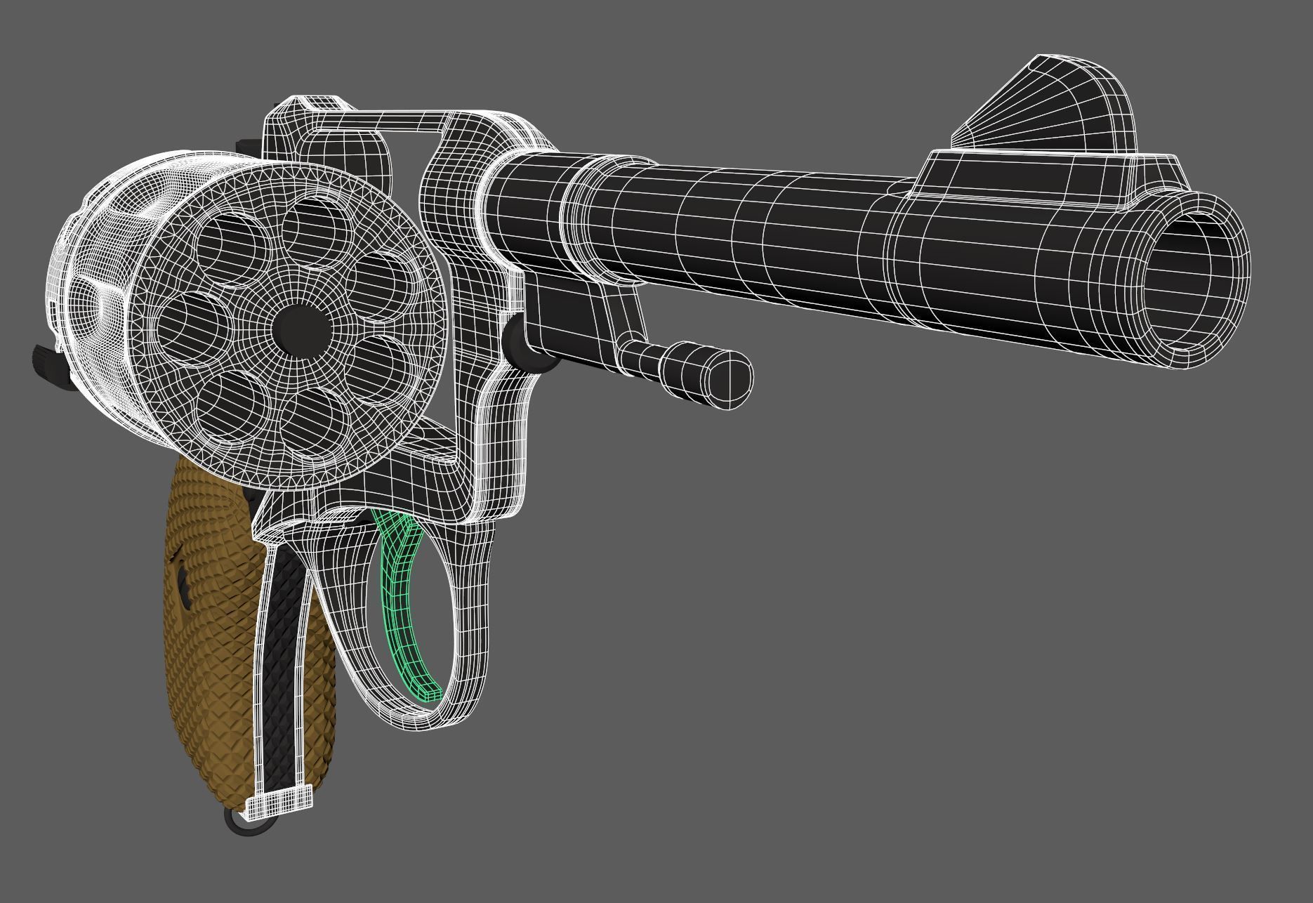 Nagant Revolver Gun Low-poly 3D model_8