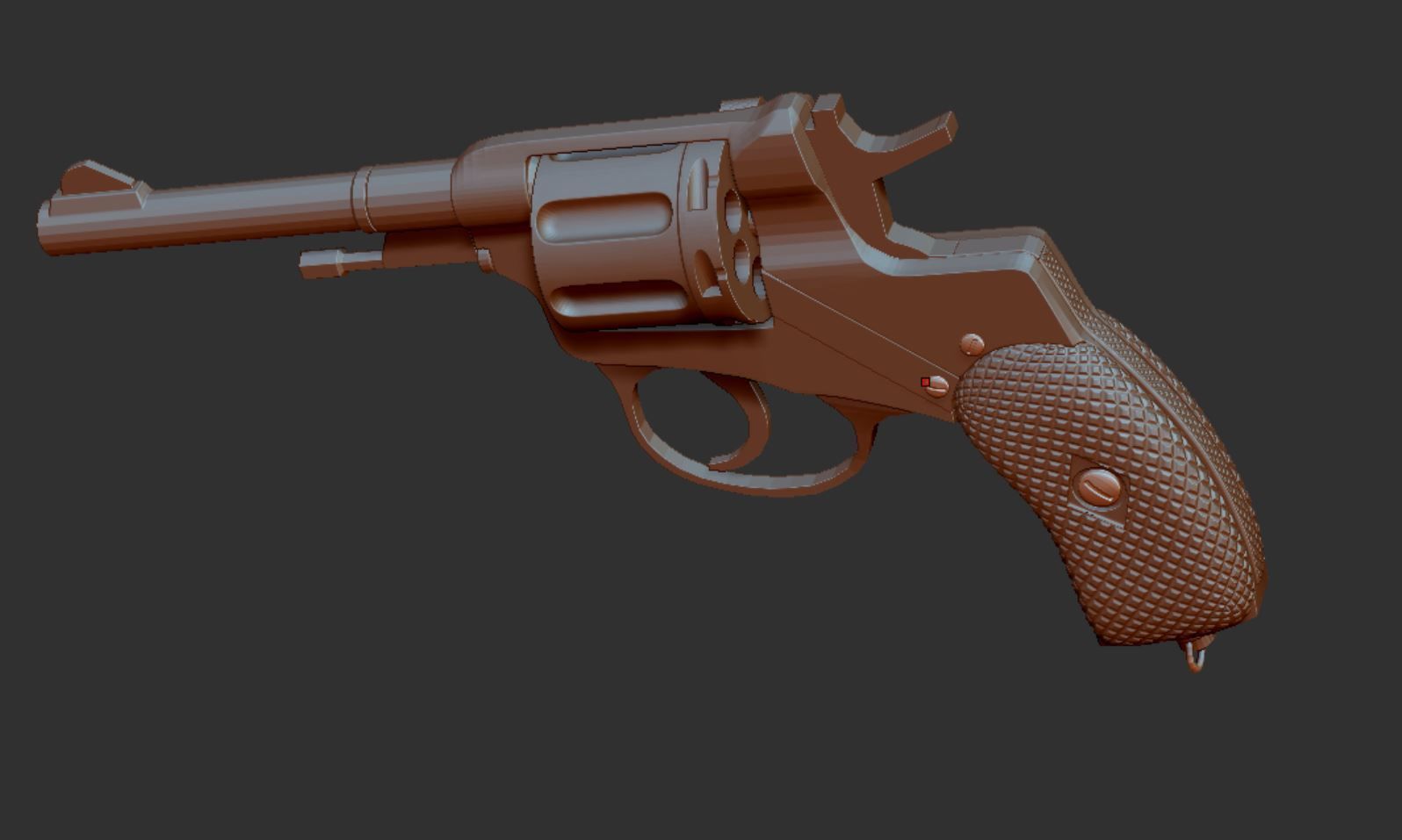 Nagant Revolver Gun Low-poly 3D model_11